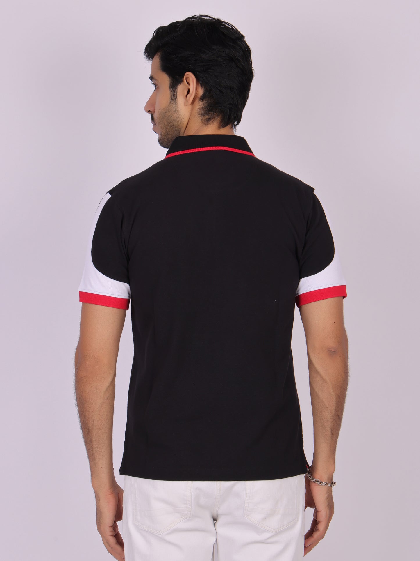 Men's Black Cotton Polo T-Shirt with Zipper- Casual, Office Wear Being Flawless