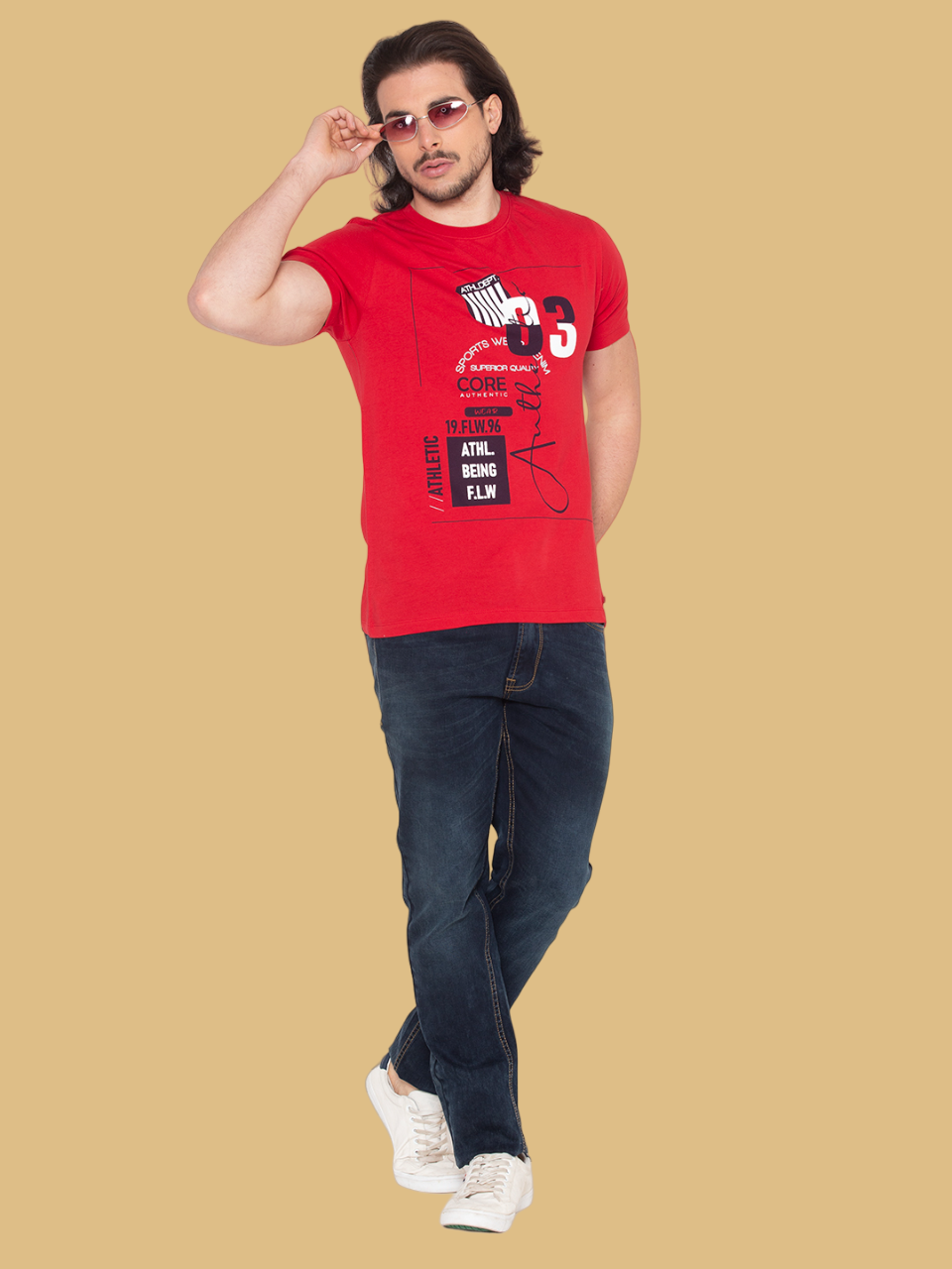 Flawless Men's Athletic Red Cotton T-Shirt Being Flawless