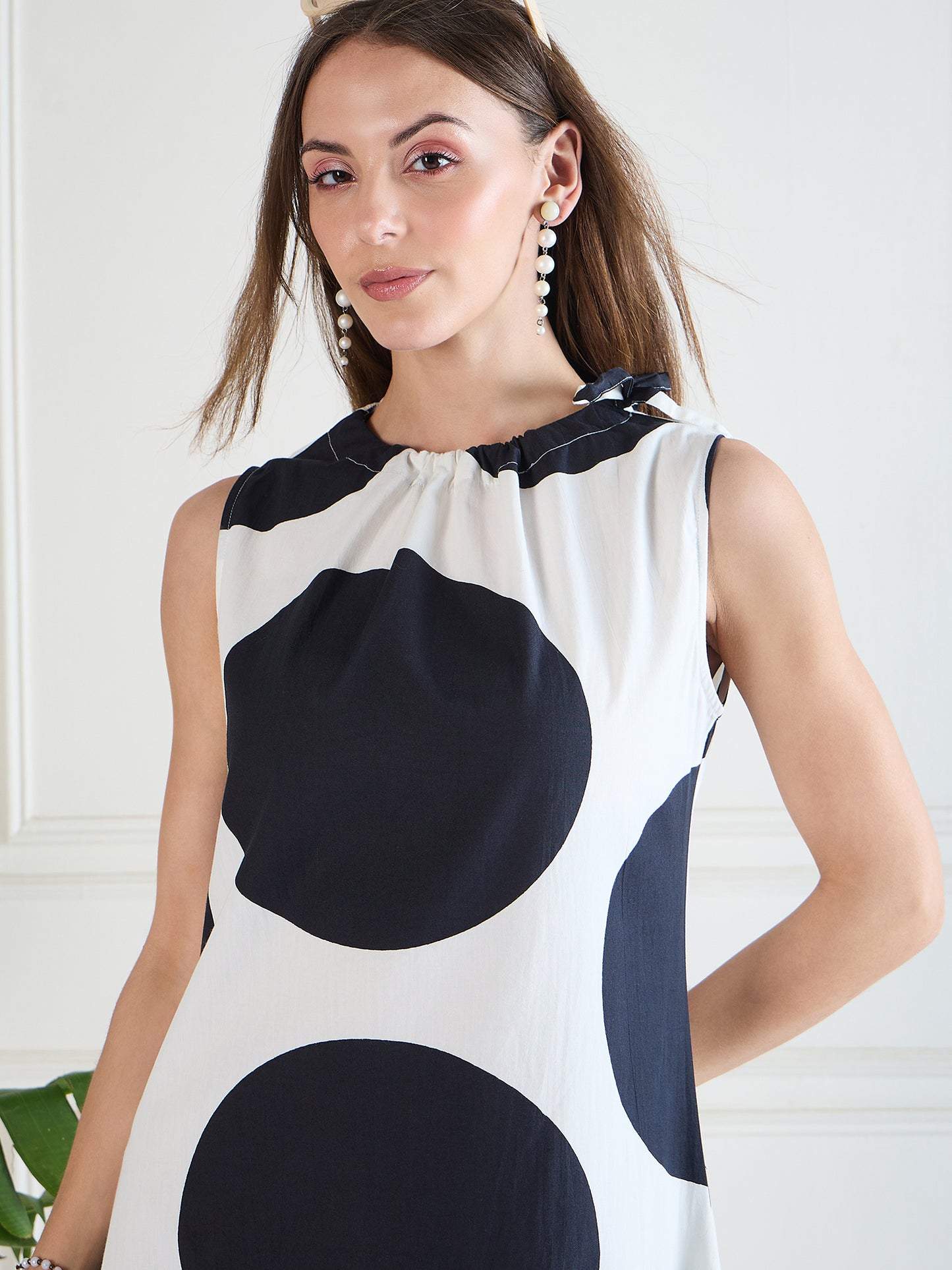 Black and White Polka-Dot Maxi Dress