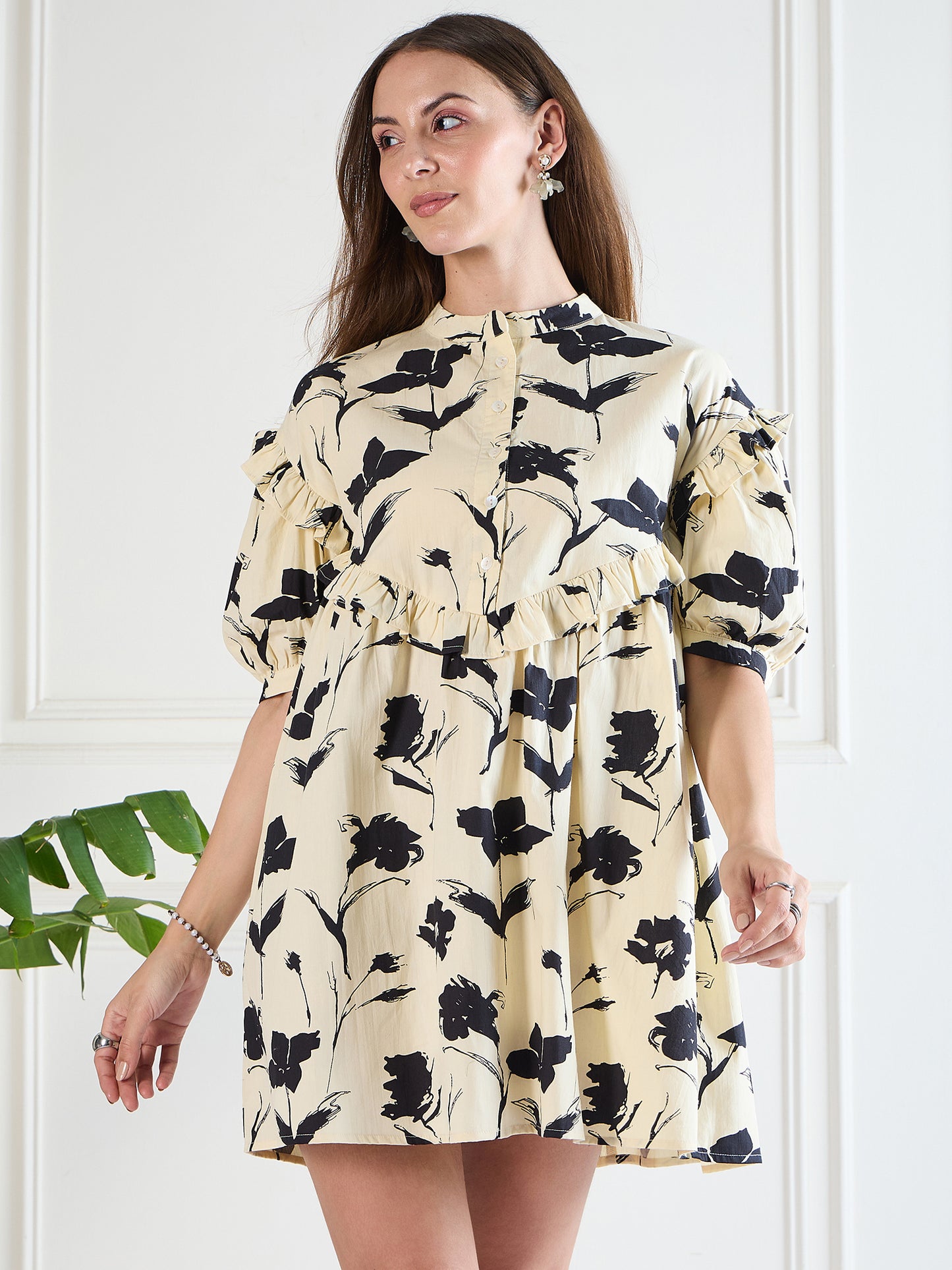Fit & Flare Mini Dress | Cotton Floral Party Dress