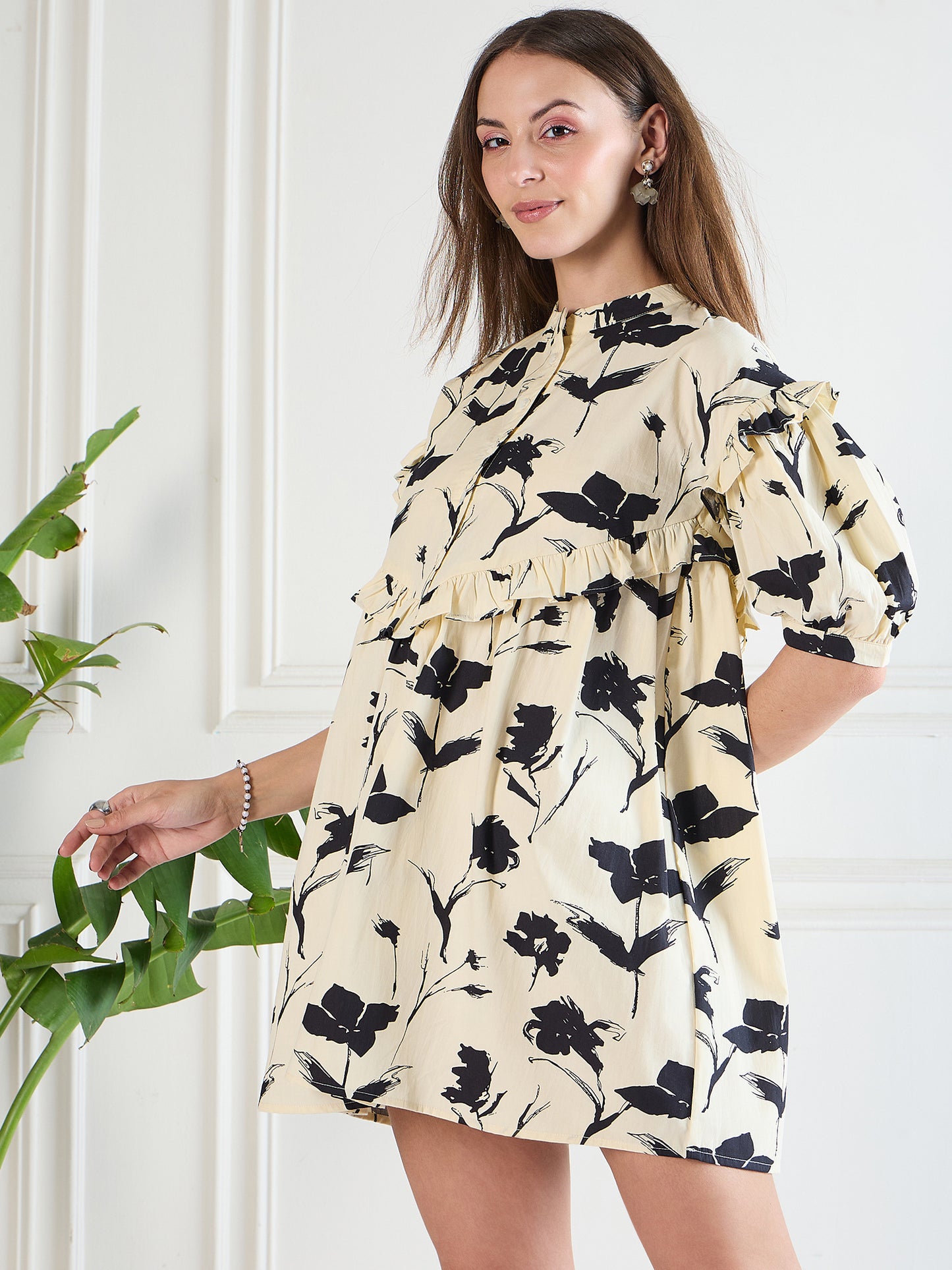 Fit & Flare Mini Dress | Cotton Floral Party Dress