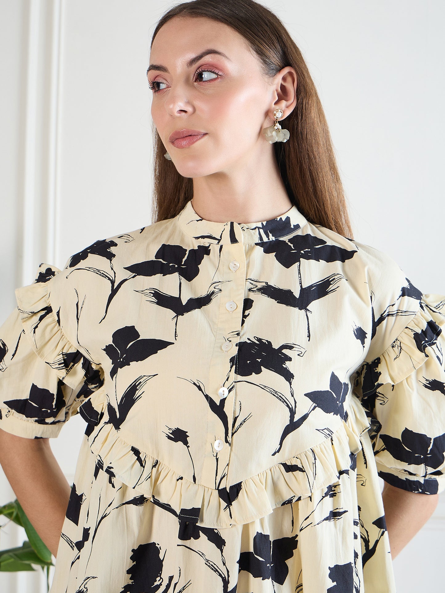 Fit & Flare Mini Dress | Cotton Floral Party Dress