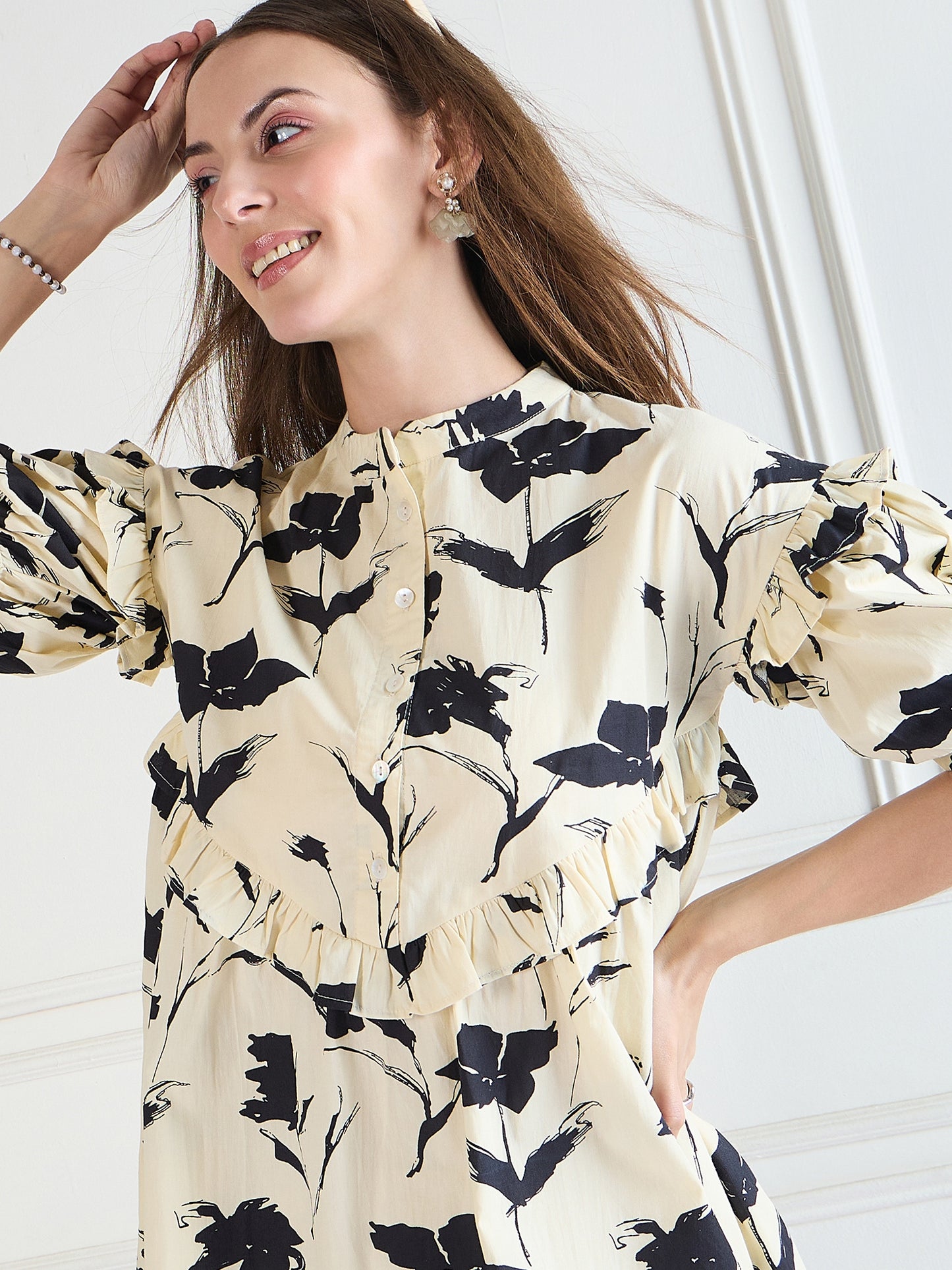 Fit & Flare Mini Dress | Cotton Floral Party Dress