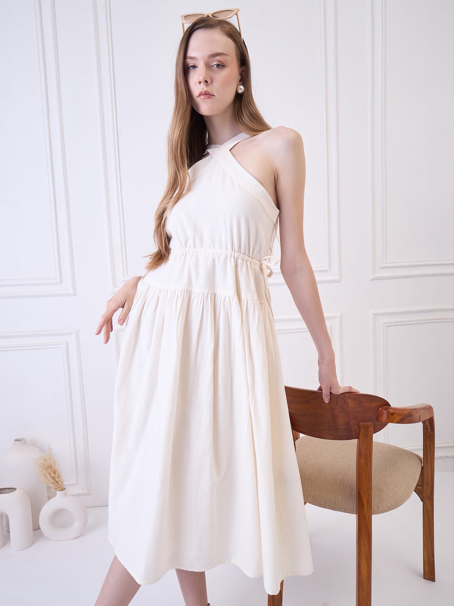 Libson Ivory Midi Dress Being Flawless