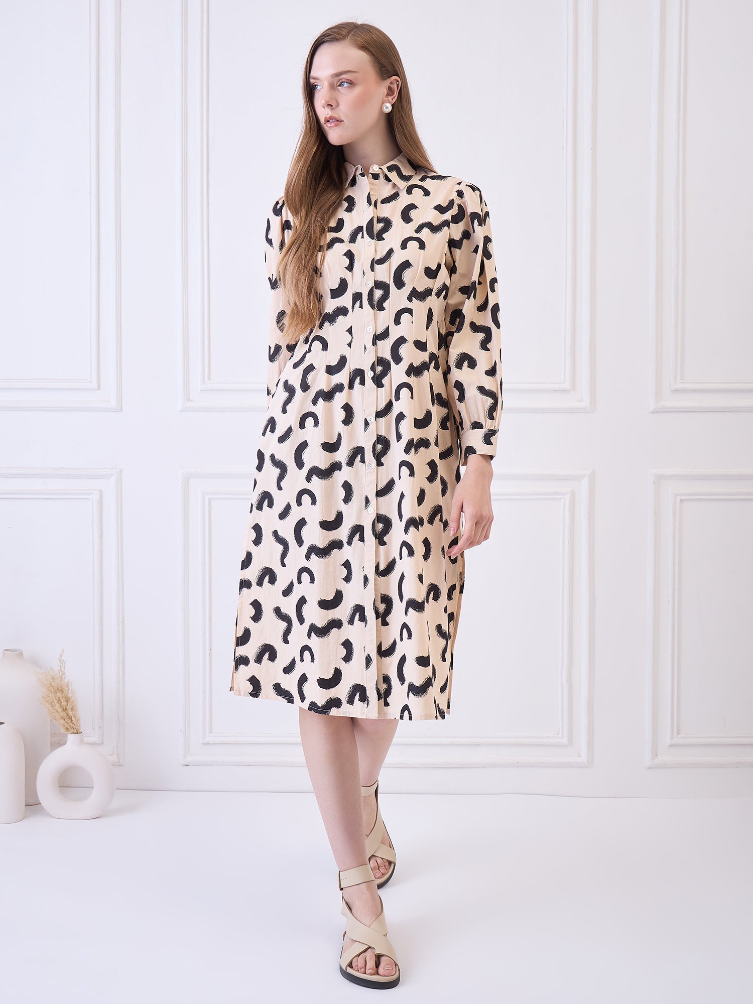Peach Printed Cotton dress for women Being Flawless