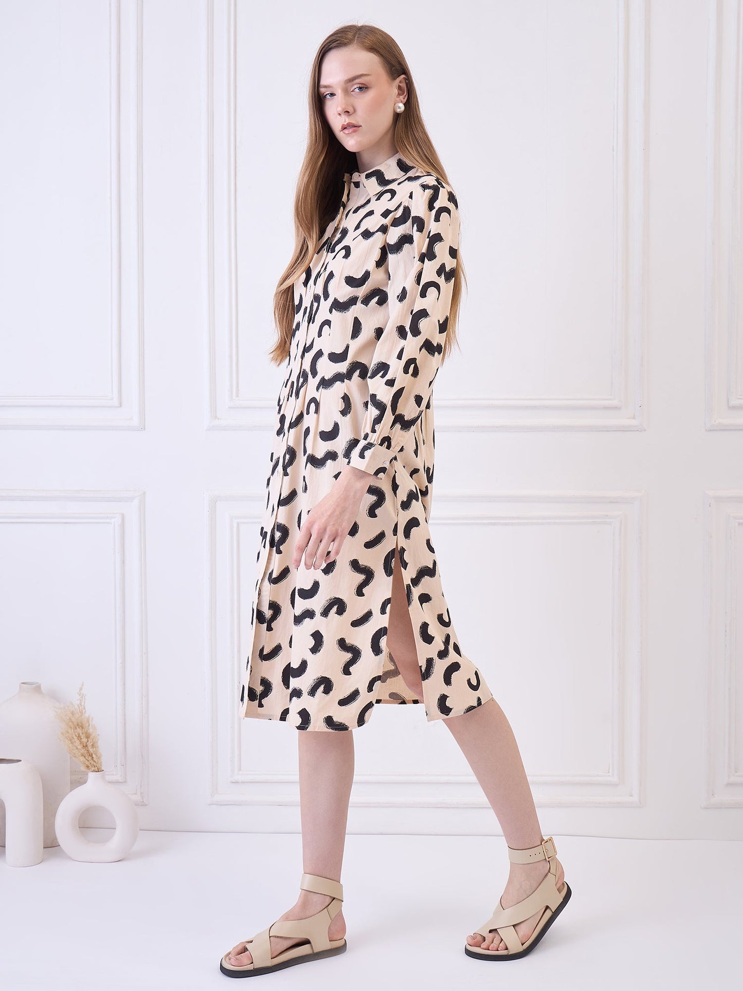 Peach Printed Cotton dress for women Being Flawless