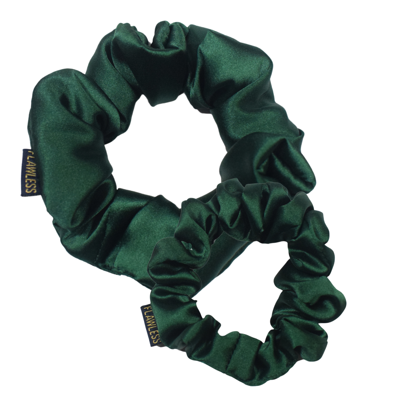 Flawless Luxury Satin Green Scrunchies For Women and Girls (Pack of 2) Being Flawless