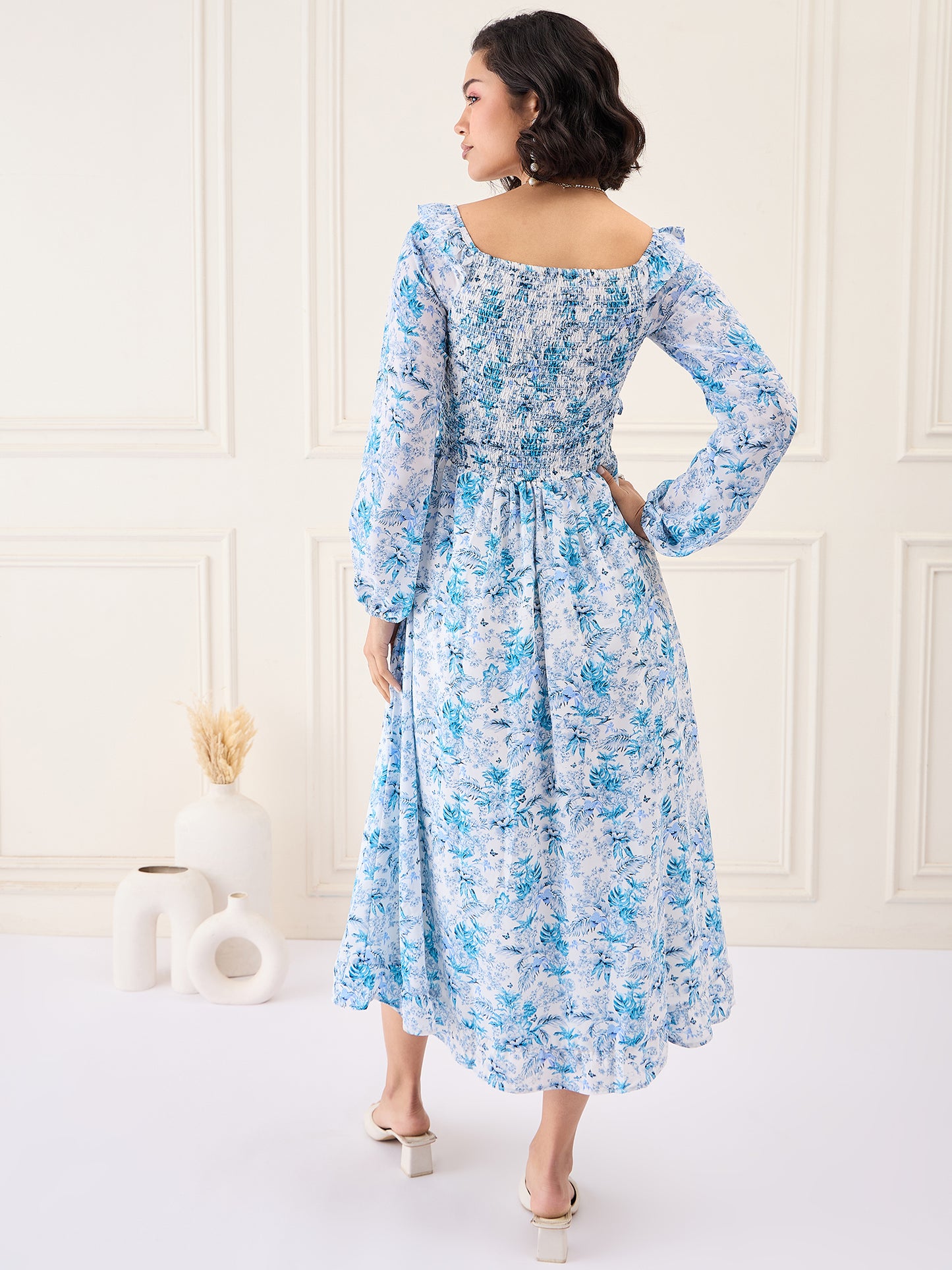 Flawless Women V-Neck Printed Fit & Flare Dress | DAPHNY
