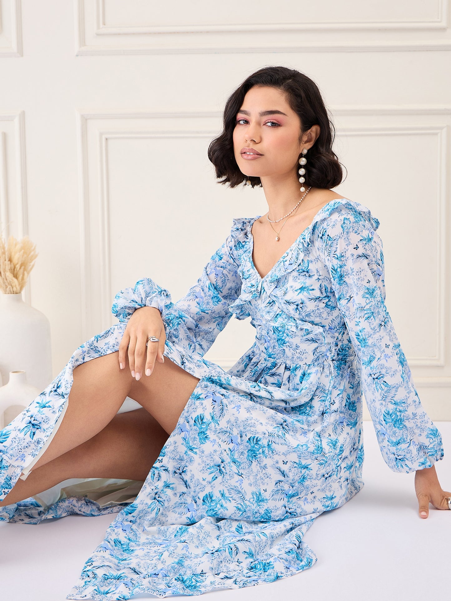 Flawless Women V-Neck Printed Fit & Flare Dress | DAPHNY