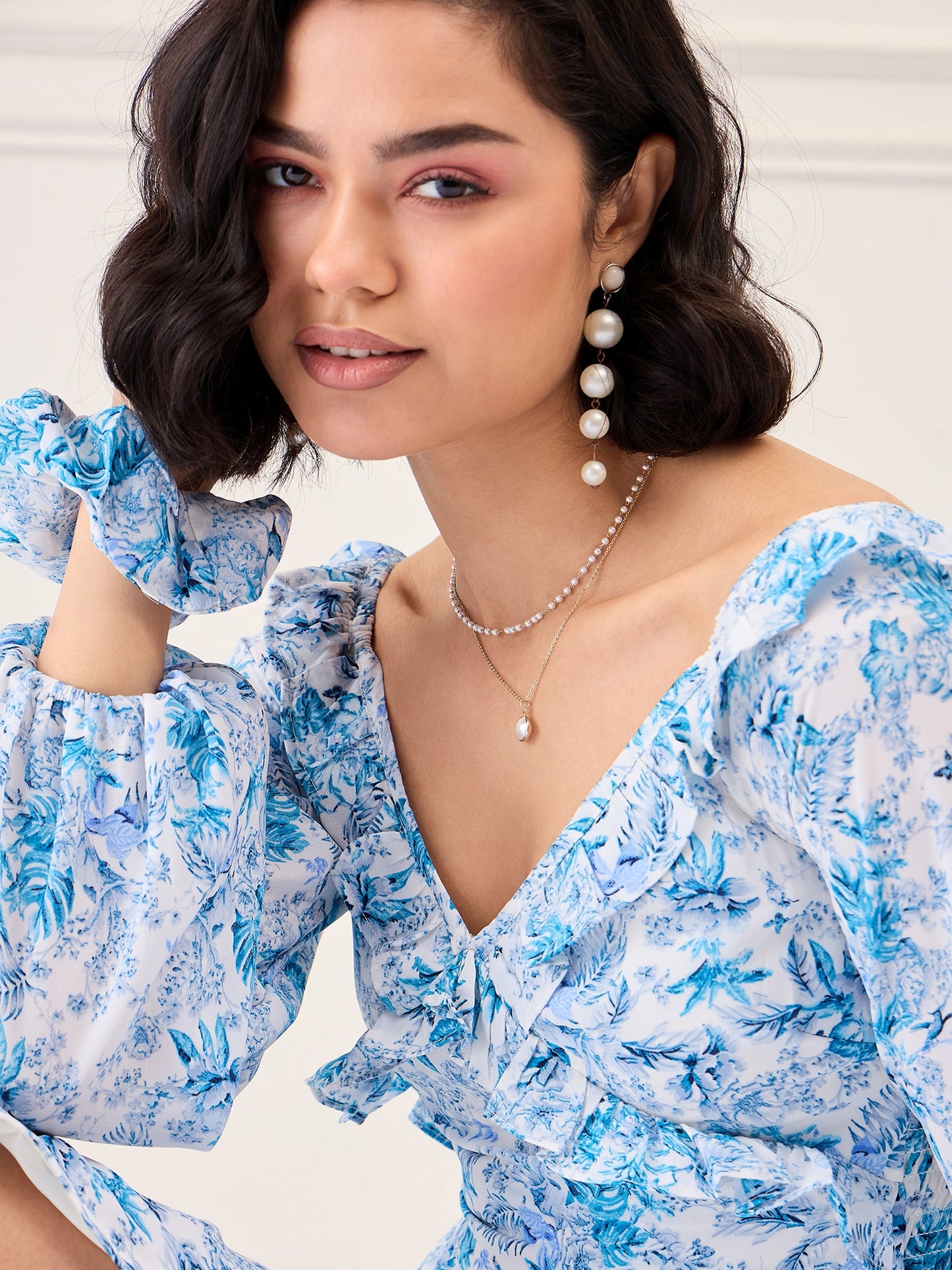 Flawless Women V-Neck Printed Fit & Flare Dress | DAPHNY
