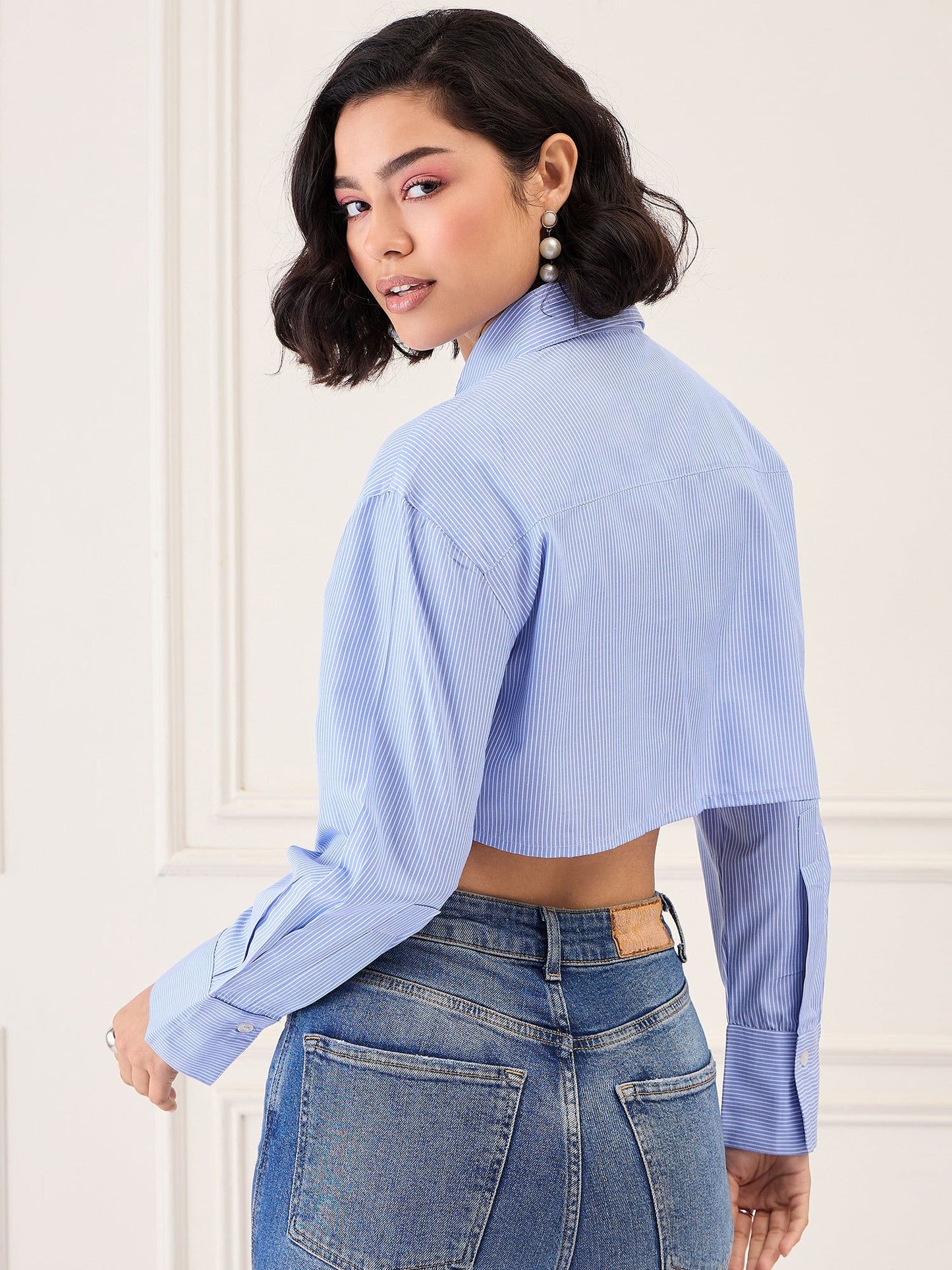 Opaque Printed Casual Shirt - Blue & White Being Flawless