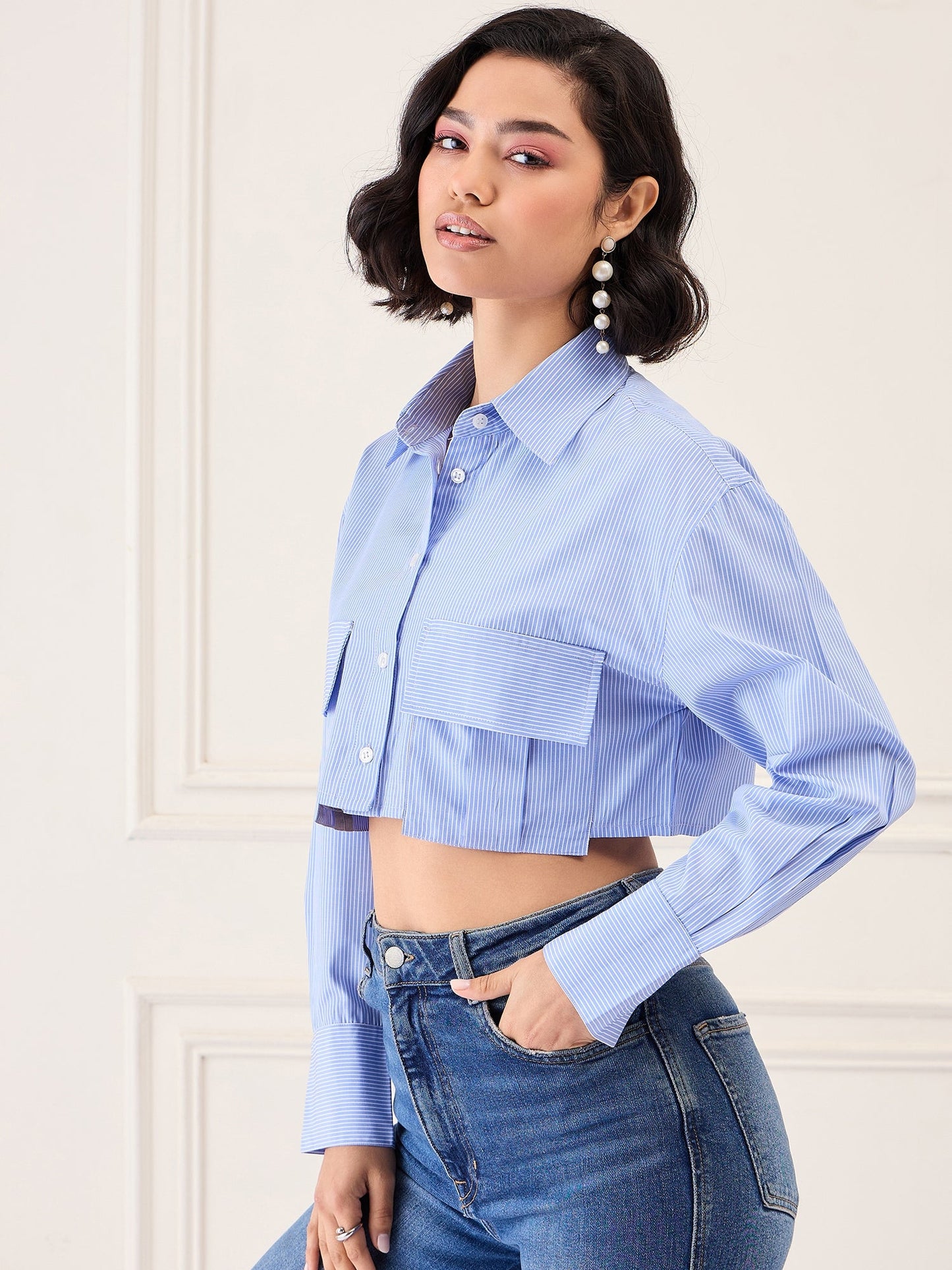 Opaque Printed Casual Shirt - Blue & White Being Flawless