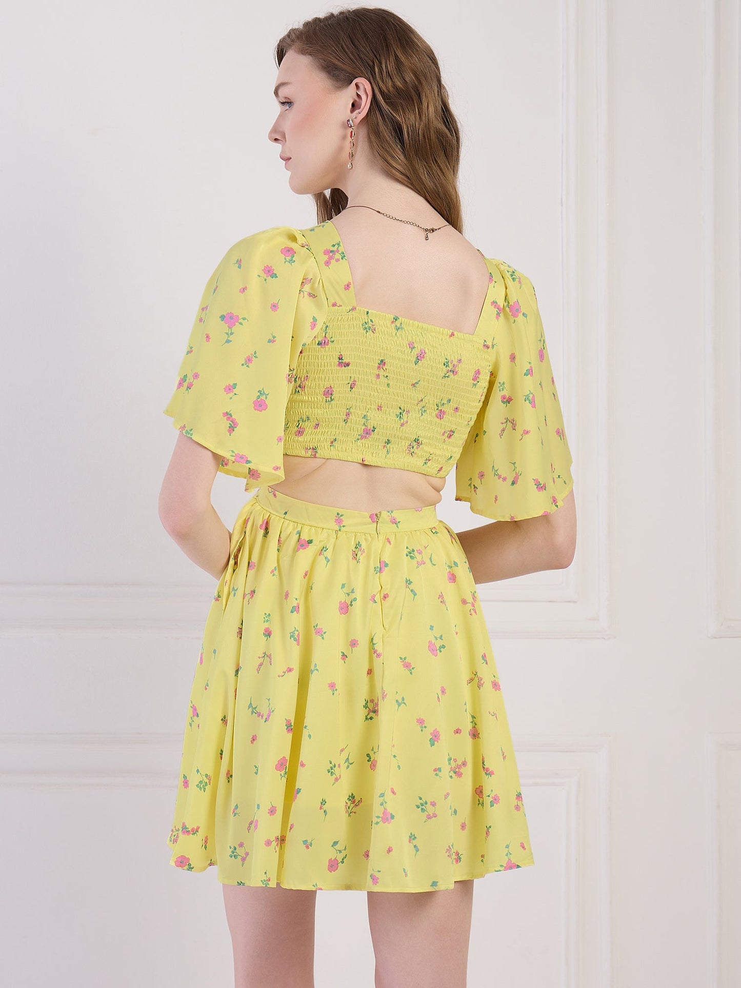 Flawless Women Yellow Mini Dress in Luxurious Satin | ALAN Being Flawless