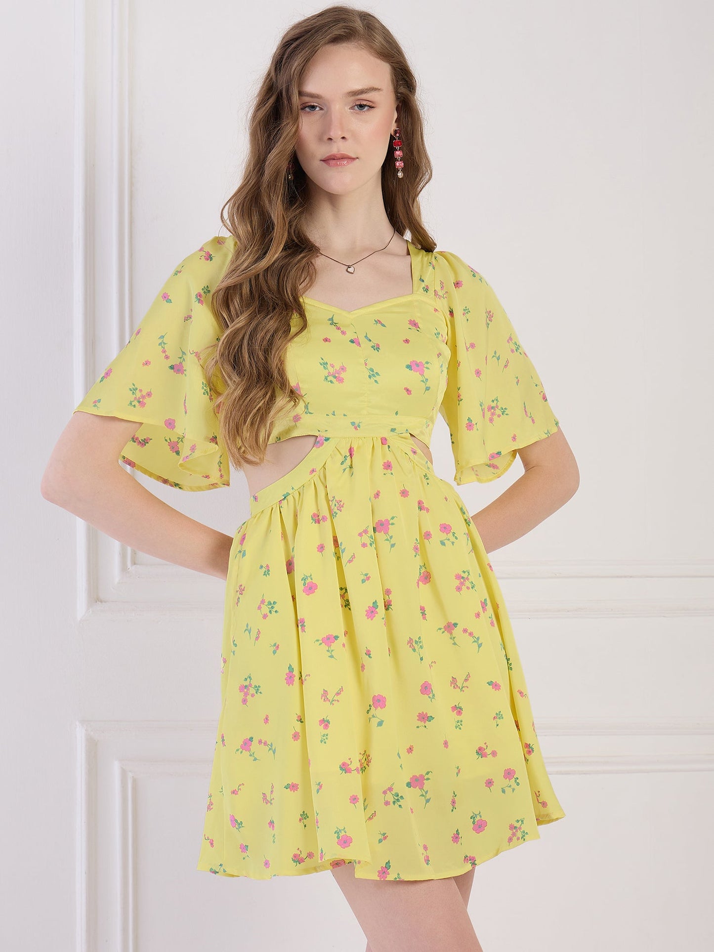 Flawless Women Yellow Mini Dress in Luxurious Satin | ALAN Being Flawless