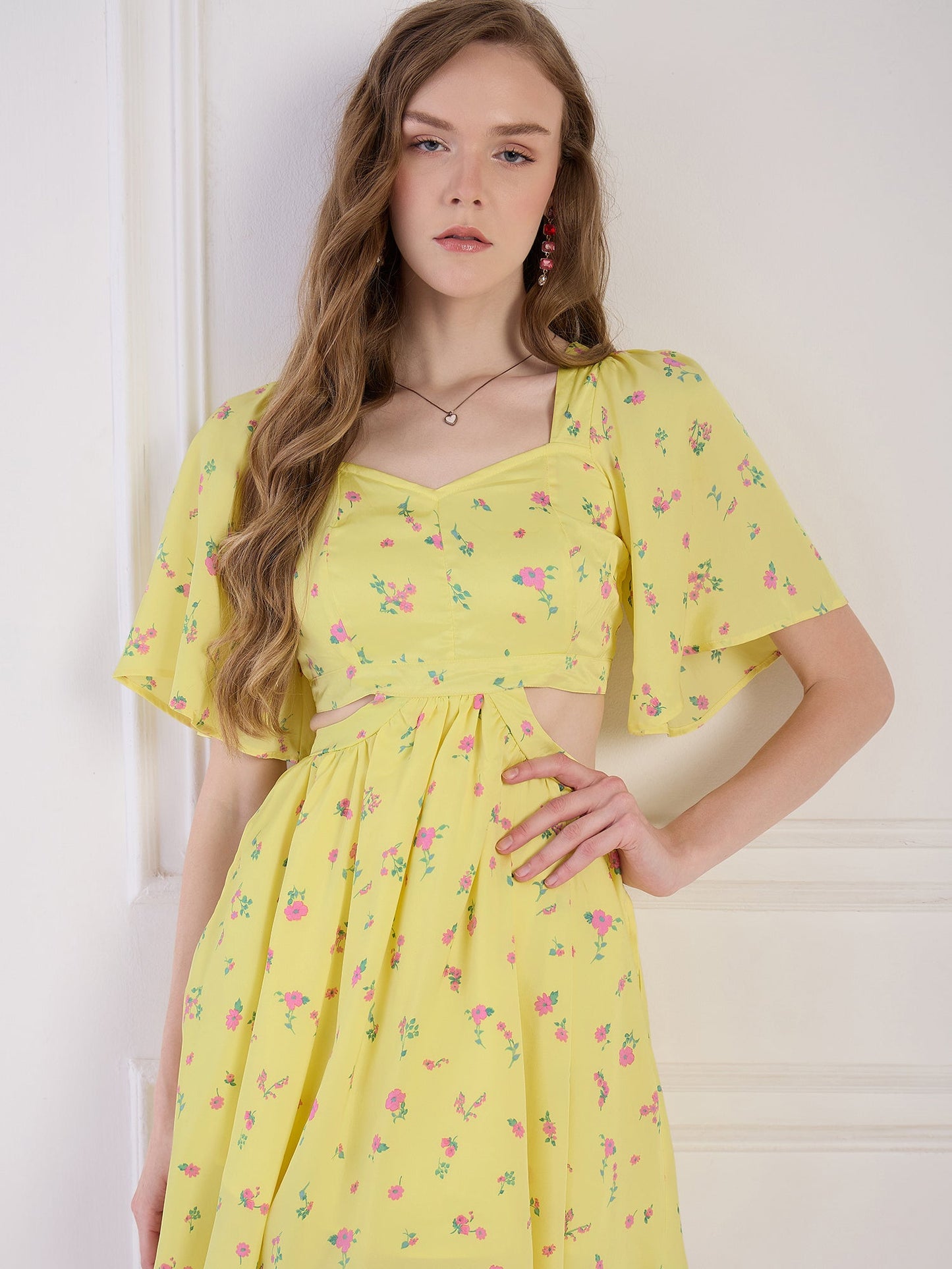 Flawless Women Yellow Mini Dress in Luxurious Satin | ALAN Being Flawless