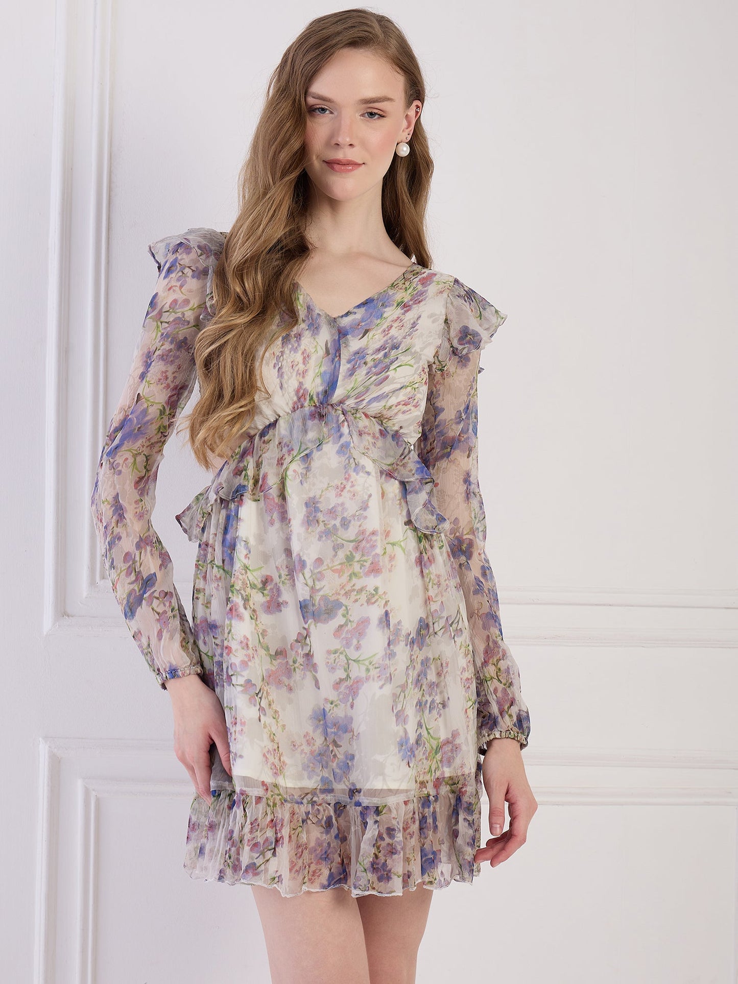 Flawless Letest Women Floral Printed Mini Dress | RUFFLE Being Flawless