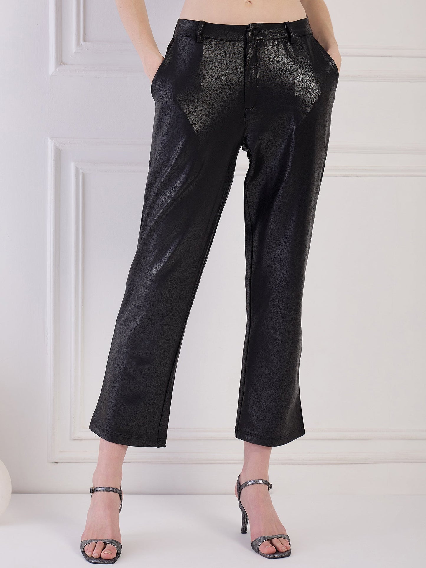 Black Faux Leather Pants Being Flawless
