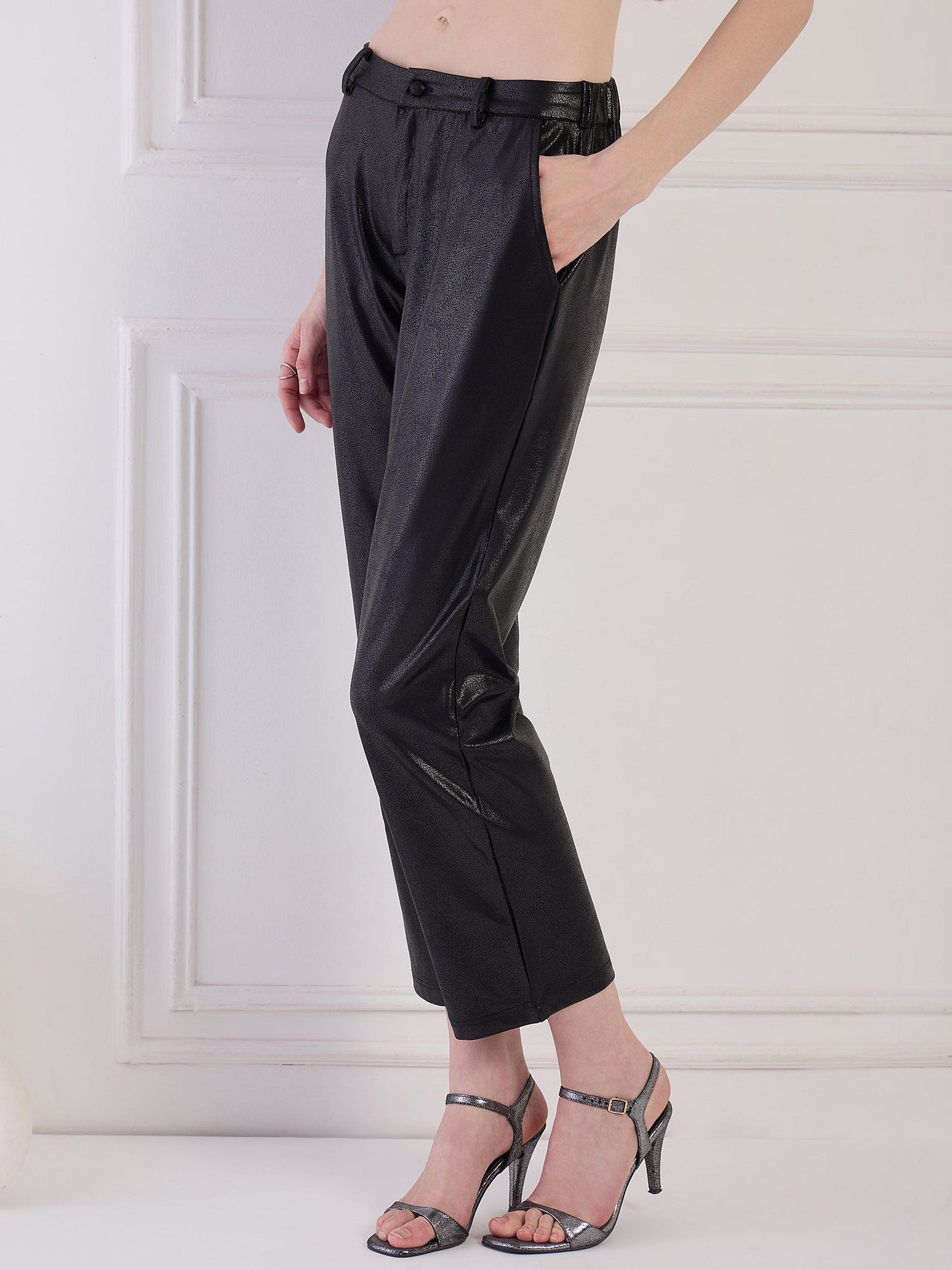 Black Faux Leather Pants Being Flawless