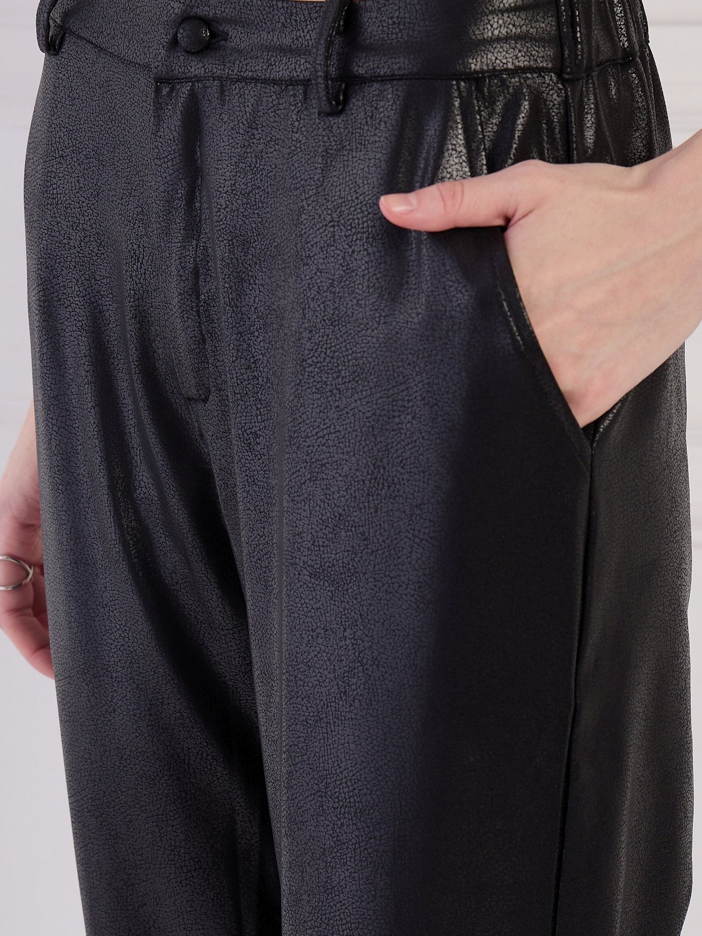 Black Faux Leather Pants Being Flawless