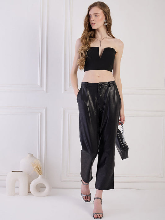 Black Faux Leather Pants Being Flawless