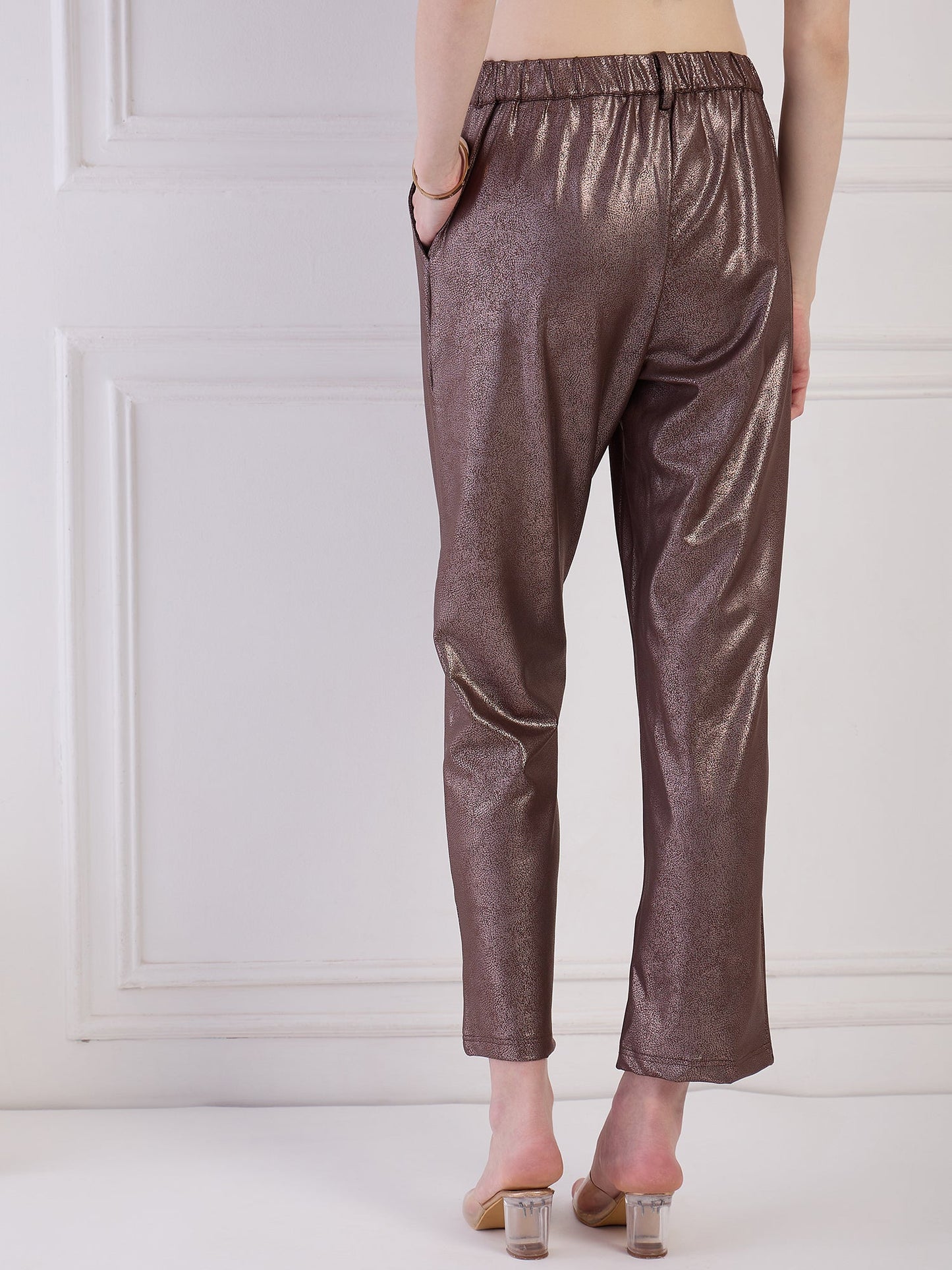 Brown Faux Leather Pants Being Flawless