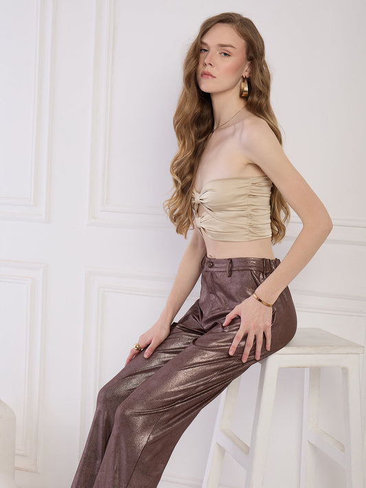 Brown Faux Leather Pants Being Flawless