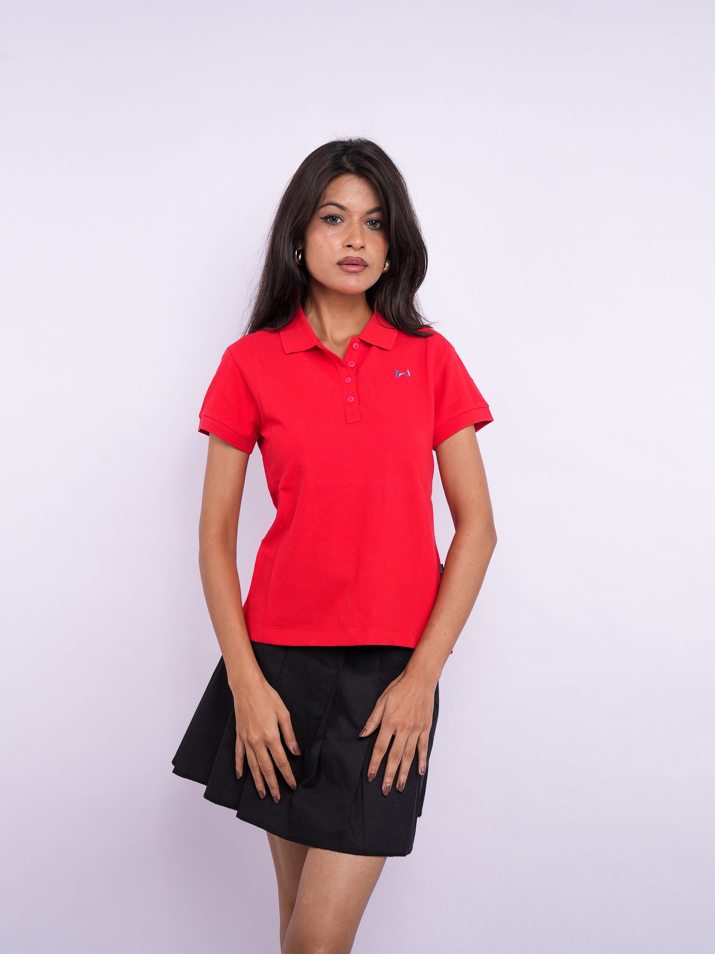 Flawless Women Red Organic Polo T-Shirt Being Flawless