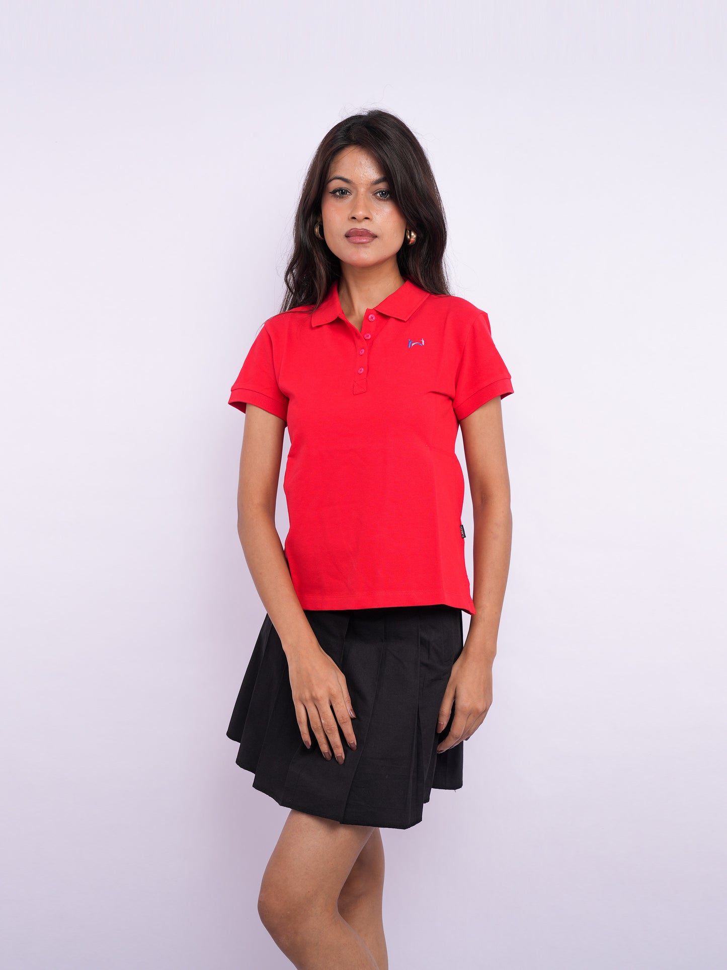 Flawless Women Red Organic Polo T-Shirt Being Flawless