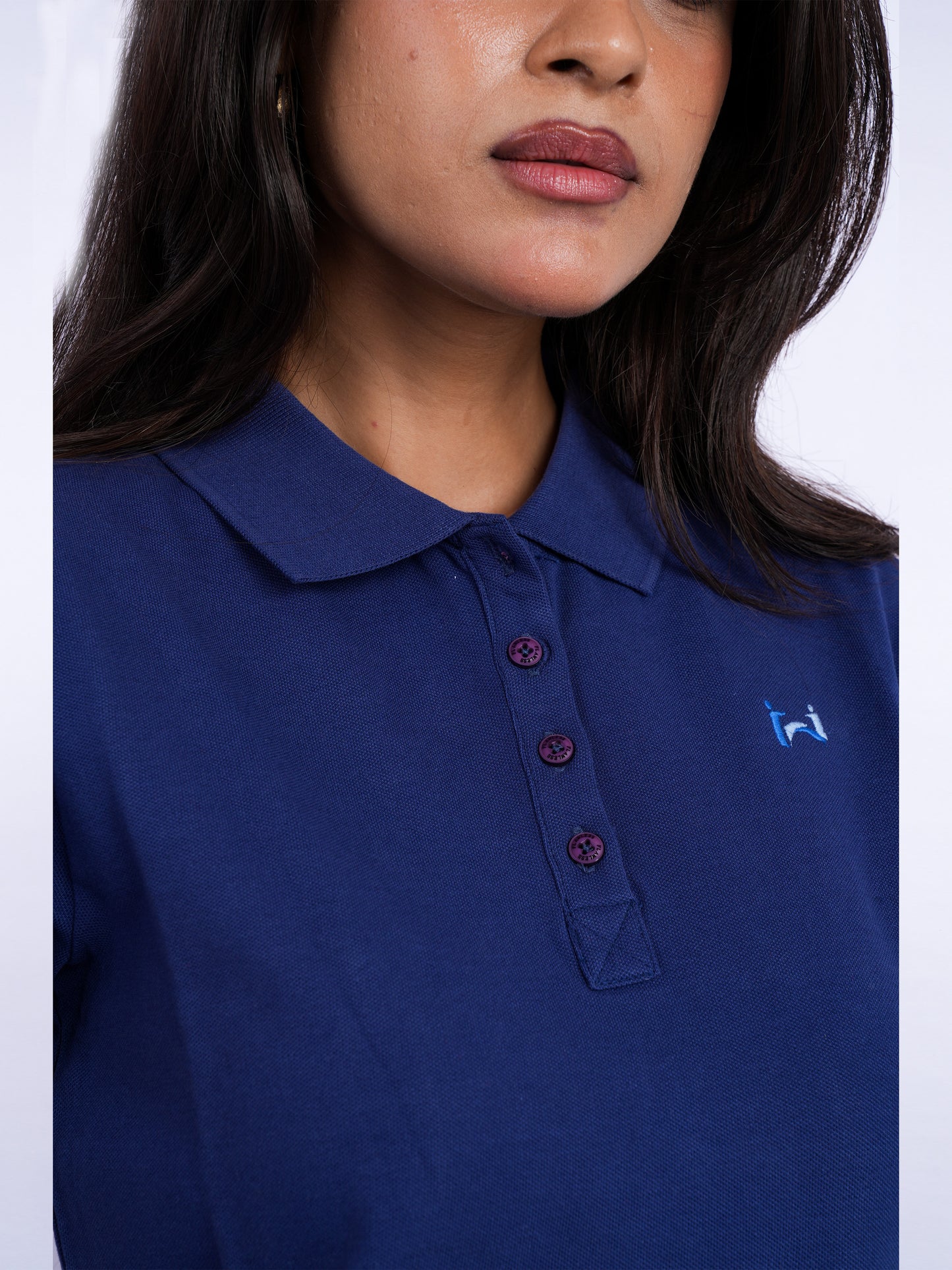 Flawless Women Organic Navy Polo T-Shirt Being Flawless