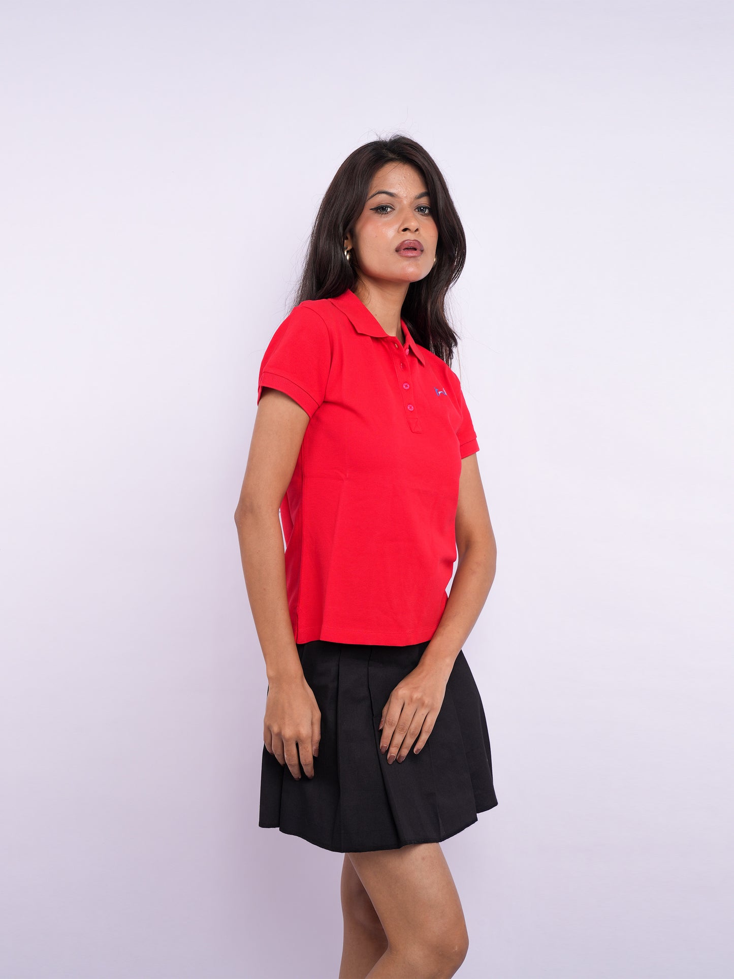 Flawless Women Red Organic Polo T-Shirt Being Flawless