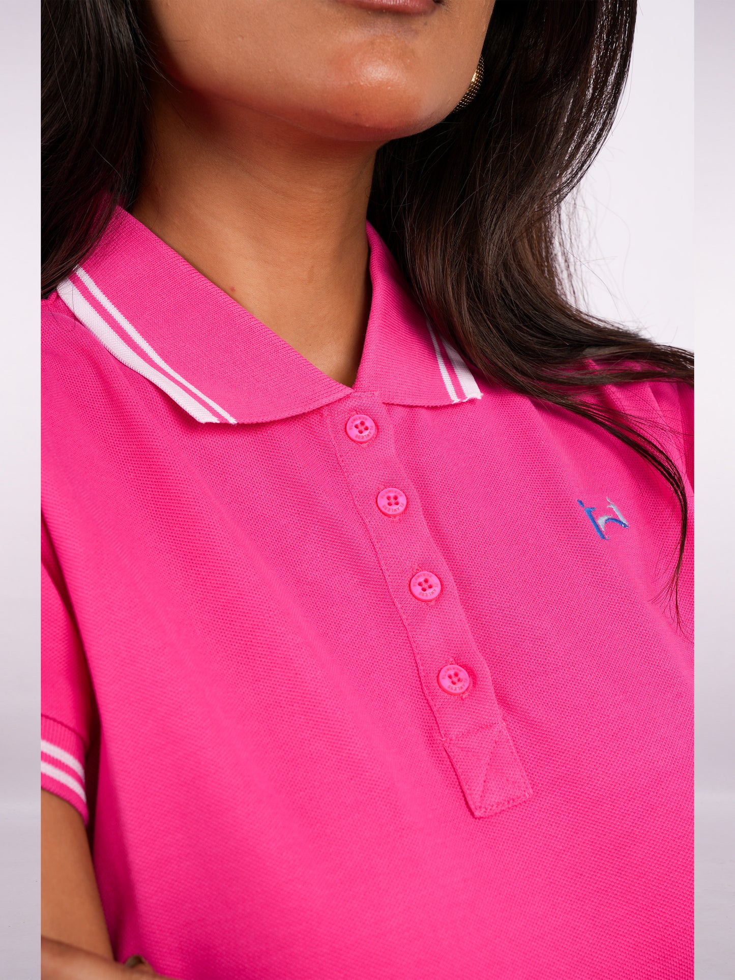 Flawless Women Pink Organic Polo T-Shirt Being Flawless