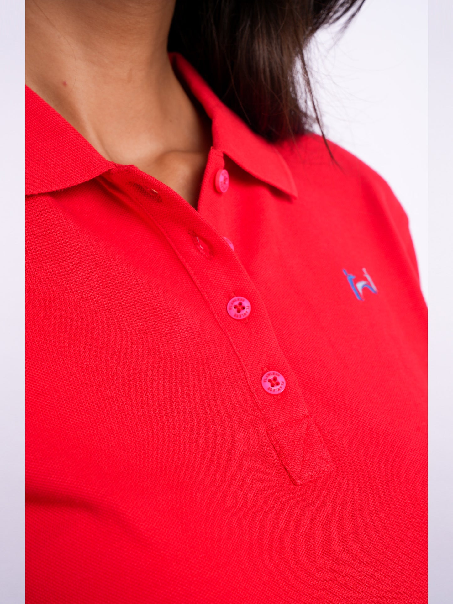 Flawless Women Red Organic Polo T-Shirt Being Flawless