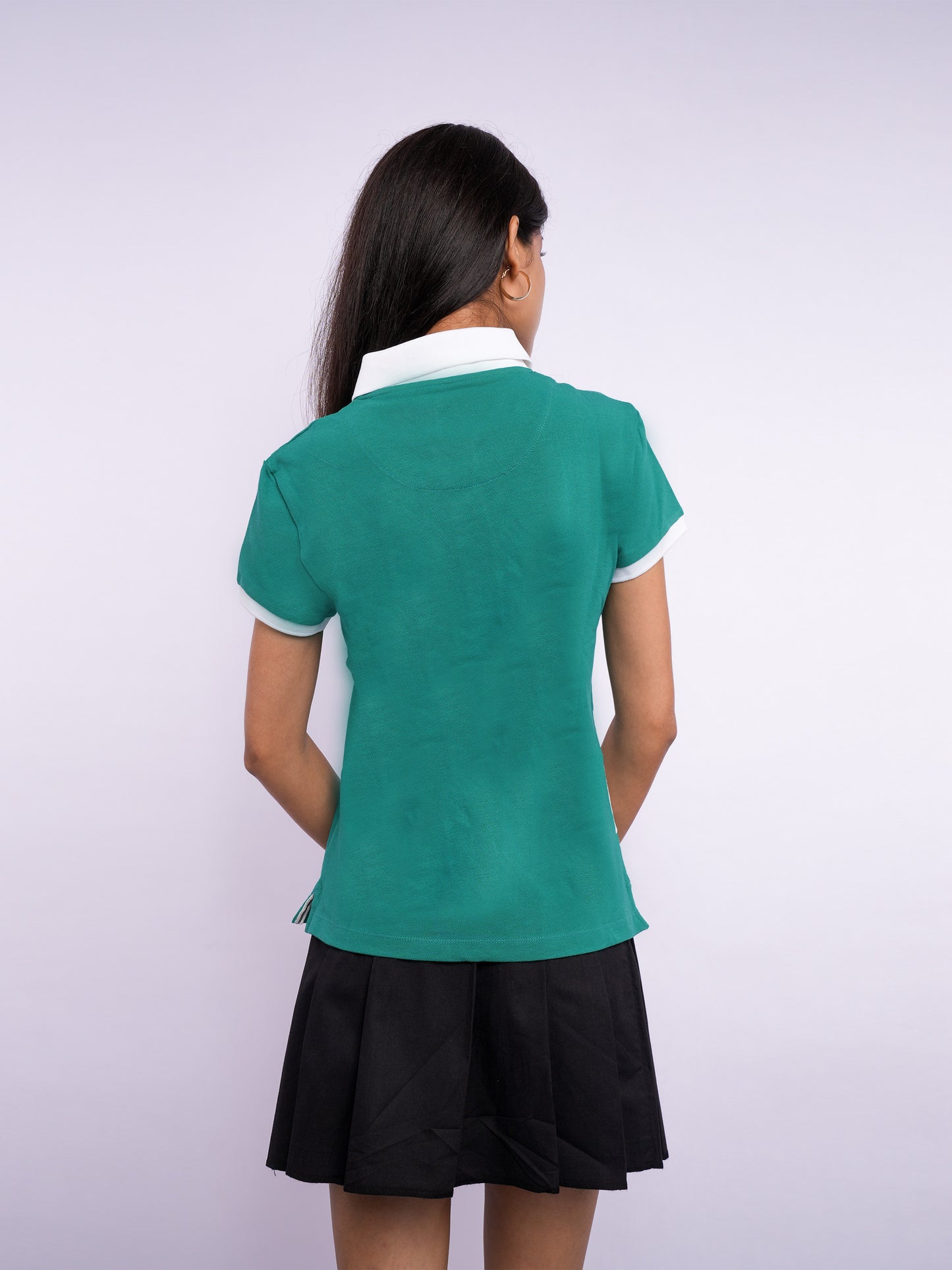 Flawless Women Green & White Organic Polo T-Shirt Being Flawless