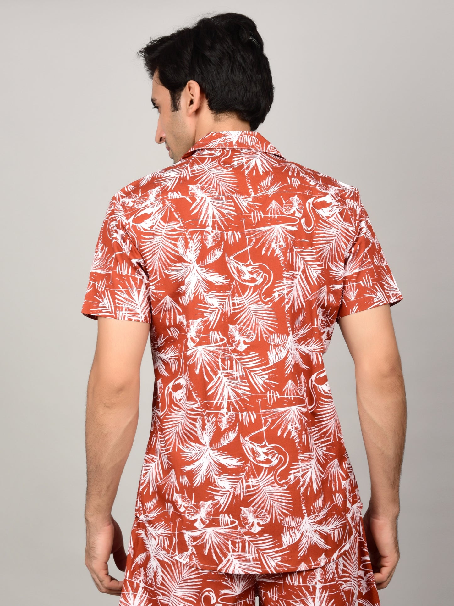Men's Crimson Red Shirt - Floral or Leaf Print Being Flawless