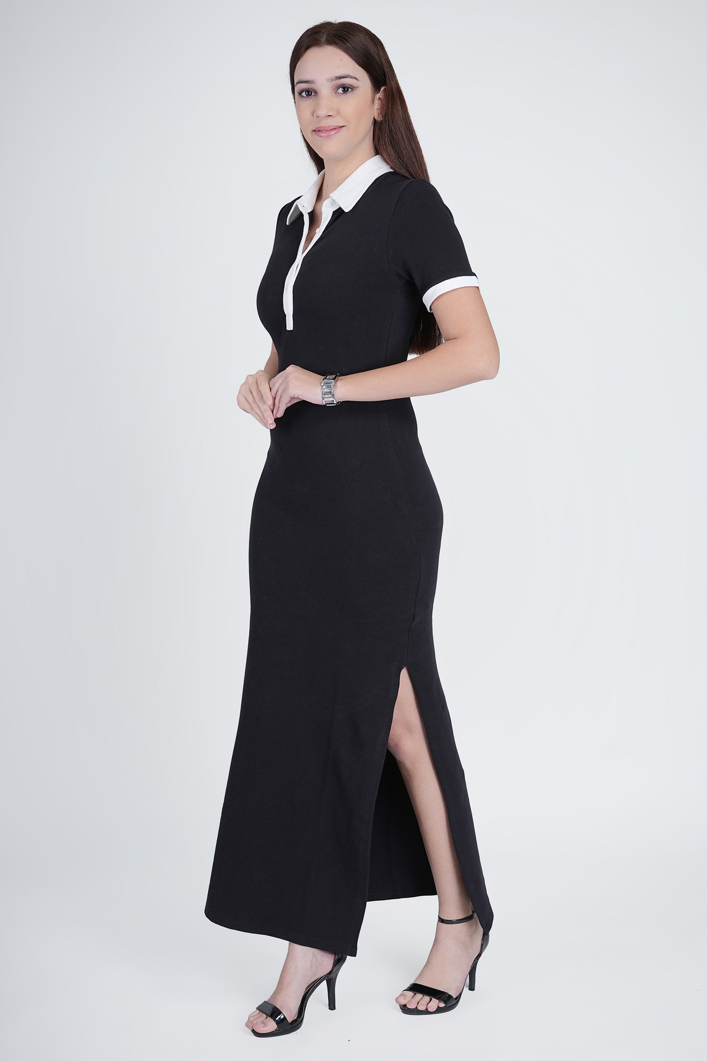 Flawless Black & White waffle Bodycon Dress Being Flawless