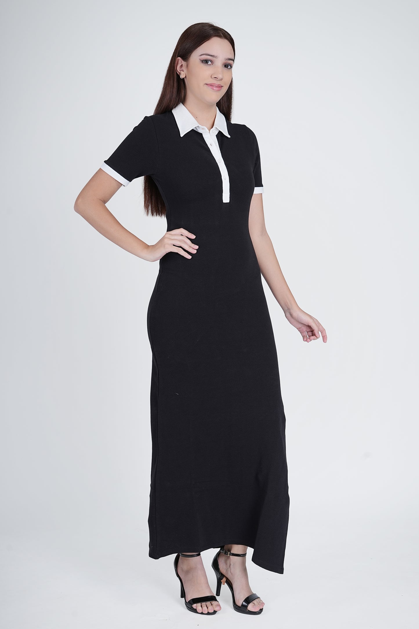 Flawless Black & White waffle Bodycon Dress Being Flawless