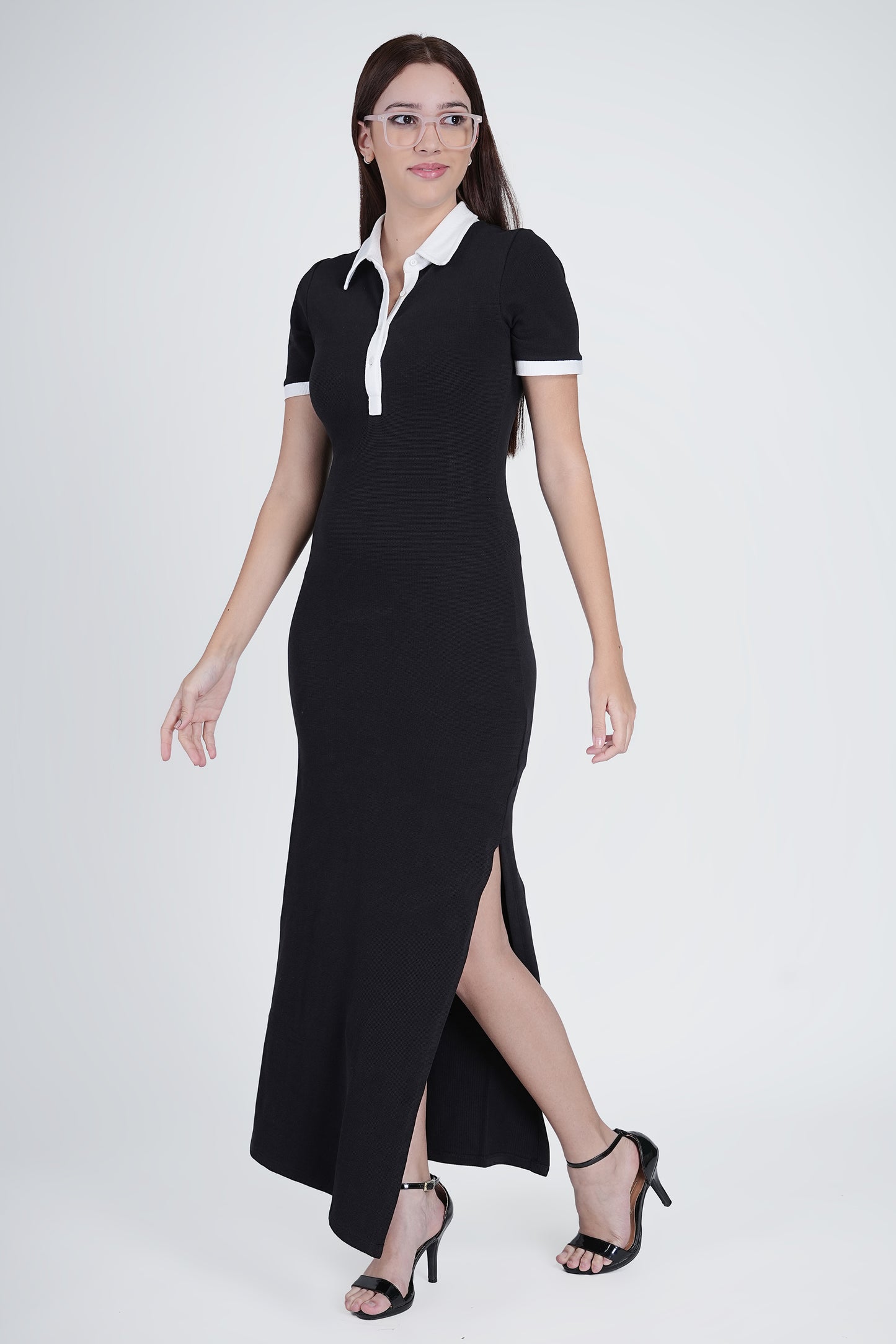 Flawless Black & White waffle Bodycon Dress Being Flawless