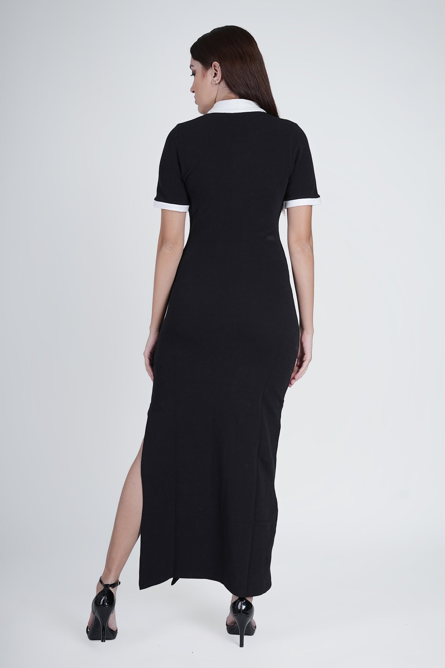 Flawless Black & White waffle Bodycon Dress Being Flawless