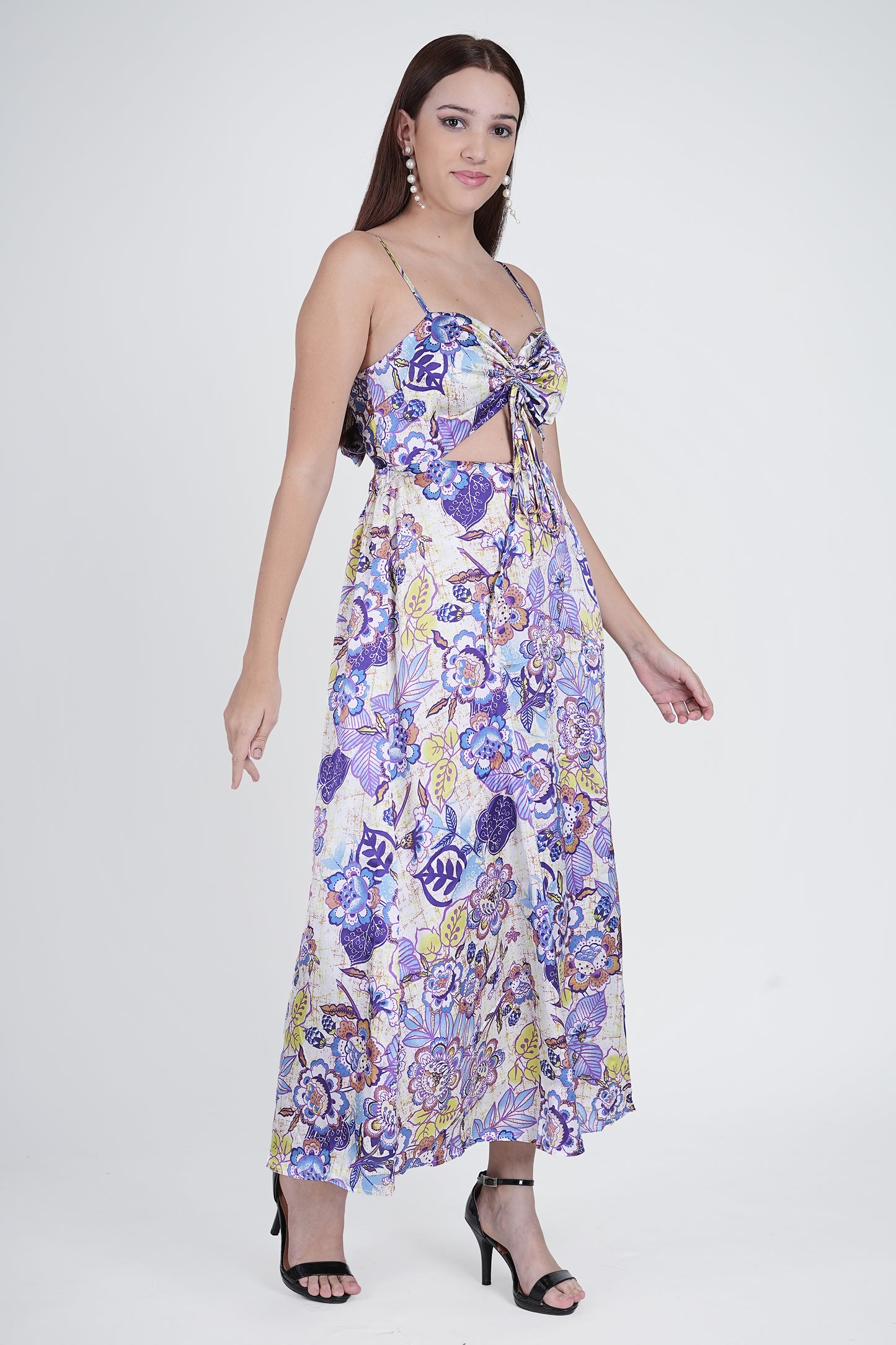 Flawless Cutout Satin Dress - Purple & Blue Being Flawless