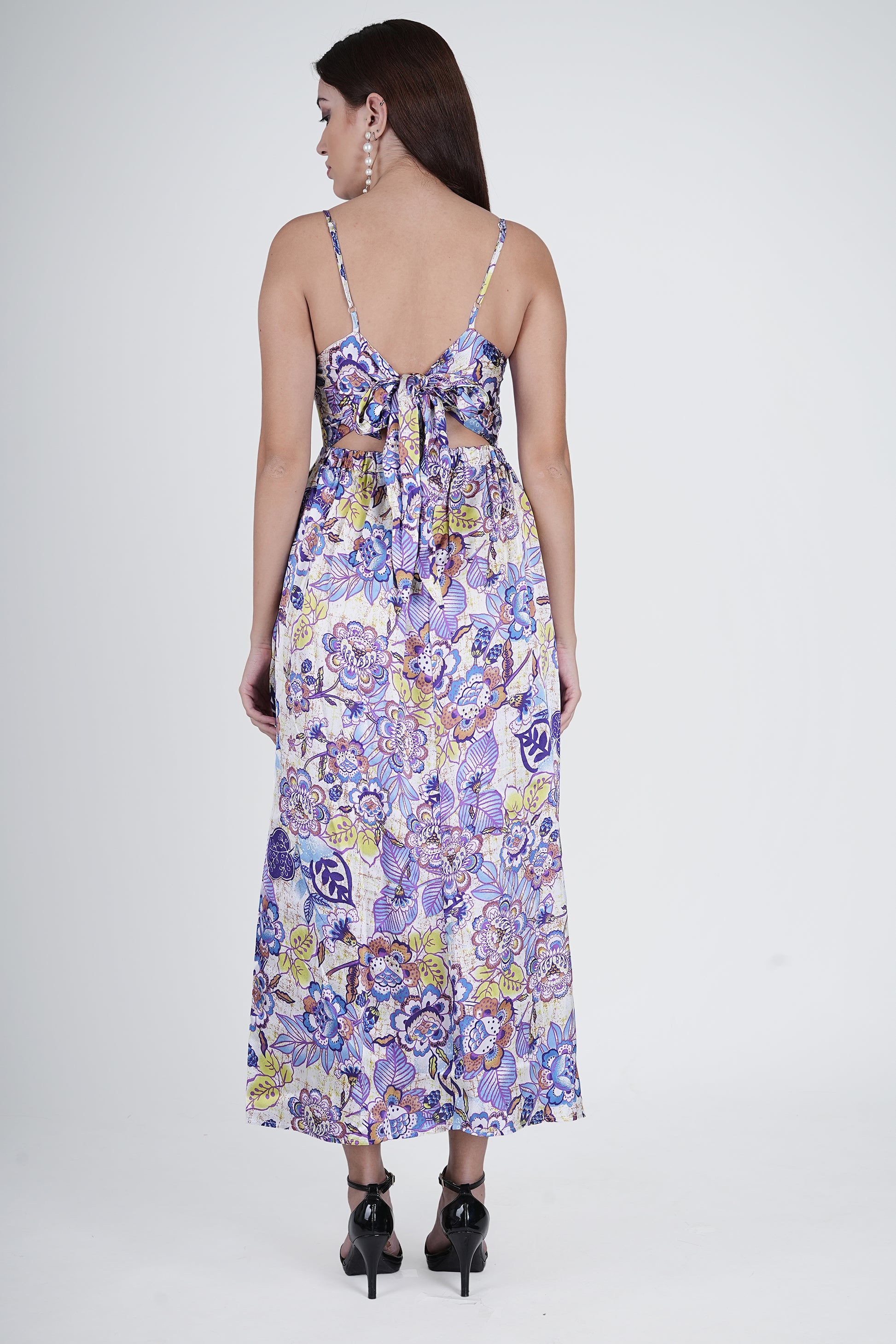 Flawless Cutout Satin Dress - Purple & Blue Being Flawless