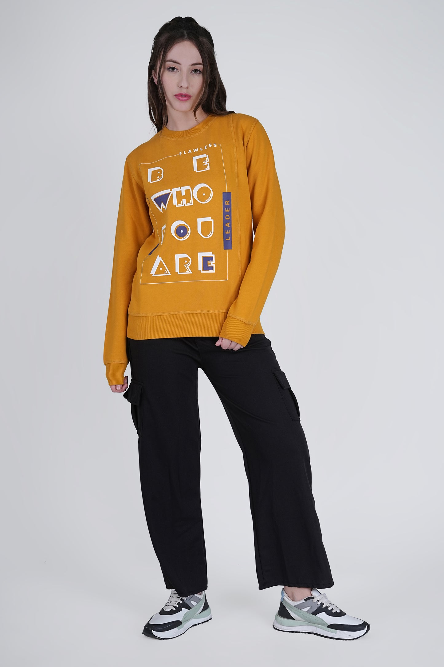 Flawless Trendy Women Mustard Sweatshirt Being Flawless