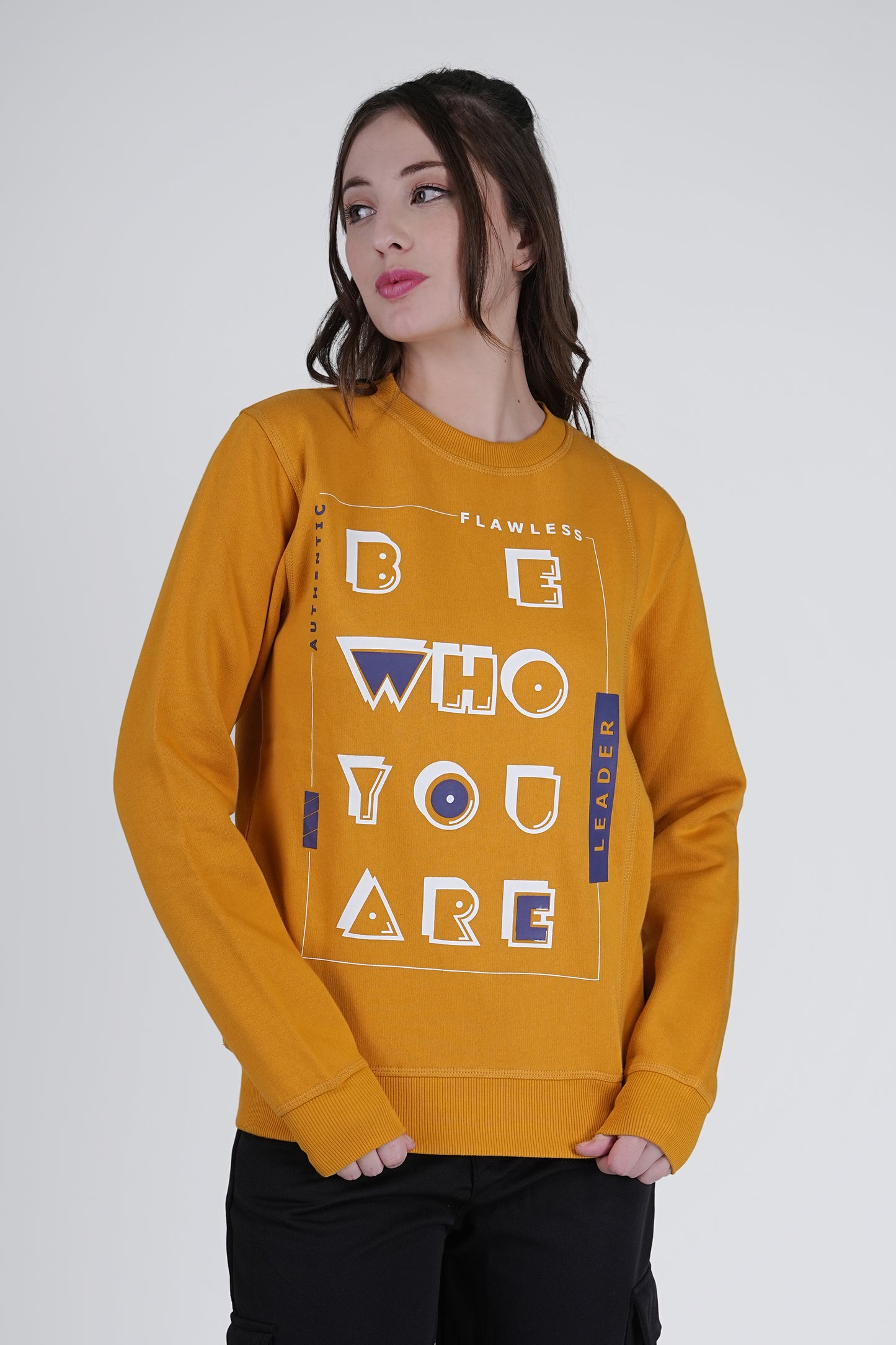 Flawless Trendy Women Mustard Sweatshirt Being Flawless