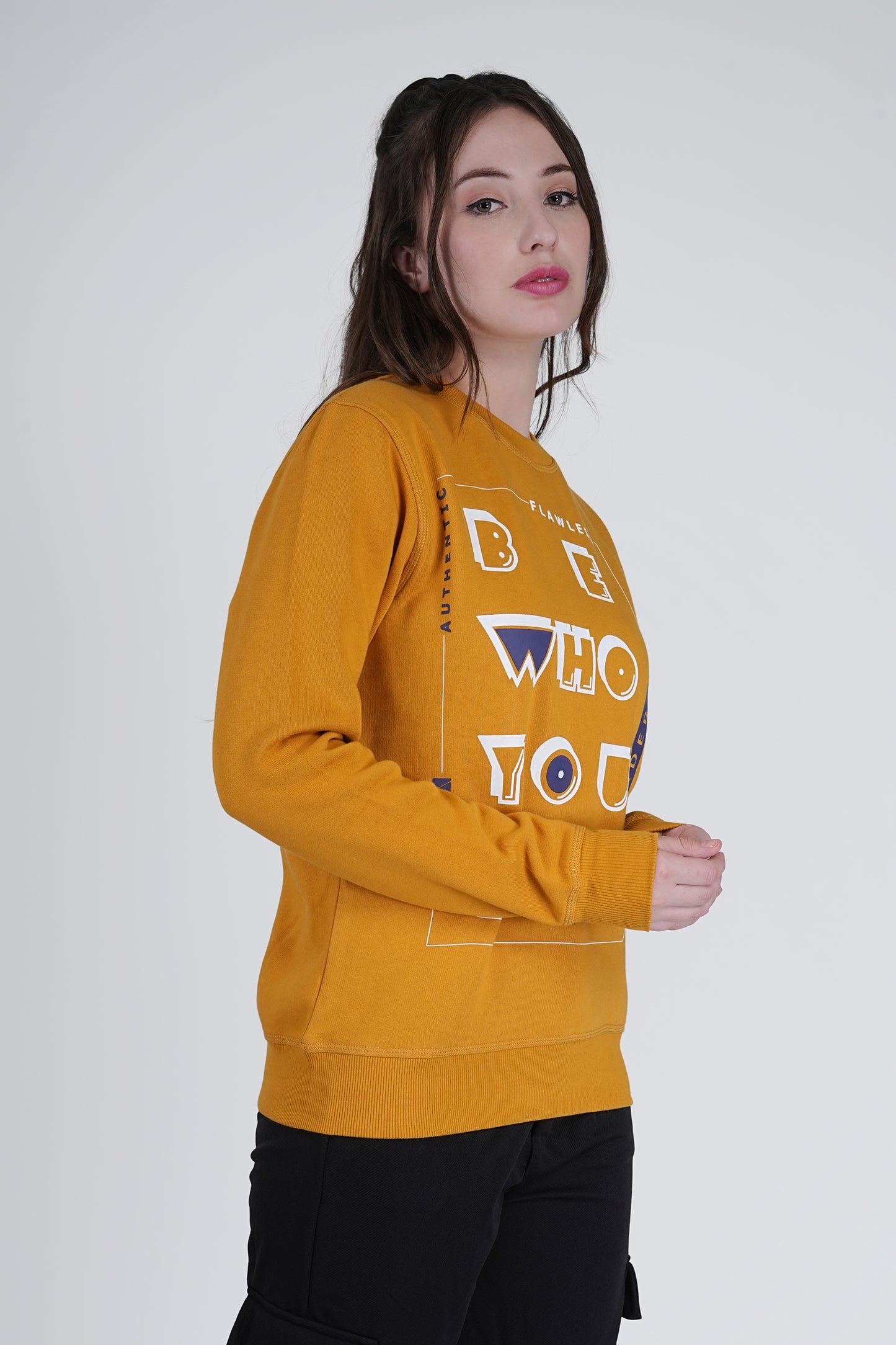 Flawless Trendy Women Mustard Sweatshirt Being Flawless