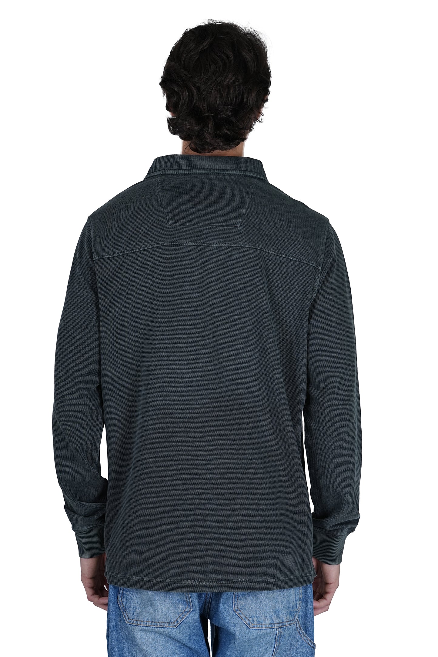 Olive Green Solid Polo Neck Cotton Blend Sweater - Relaxed Fit Being Flawless
