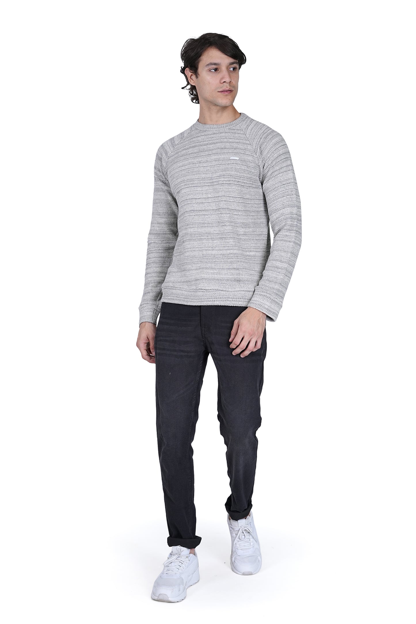 Flawless Men Grey Knitted Sweater Being Flawless