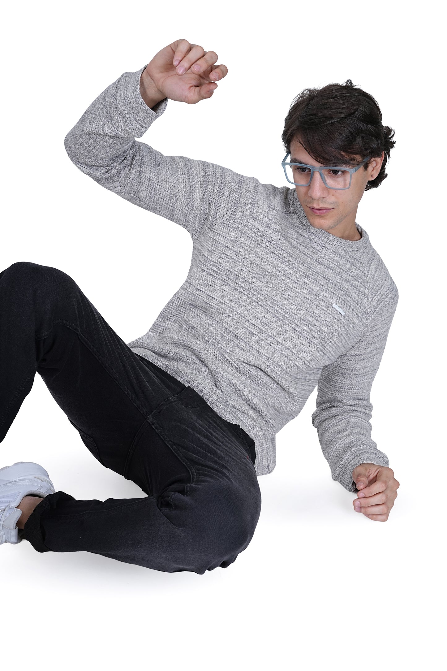 Flawless Men Grey Knitted Sweater Being Flawless