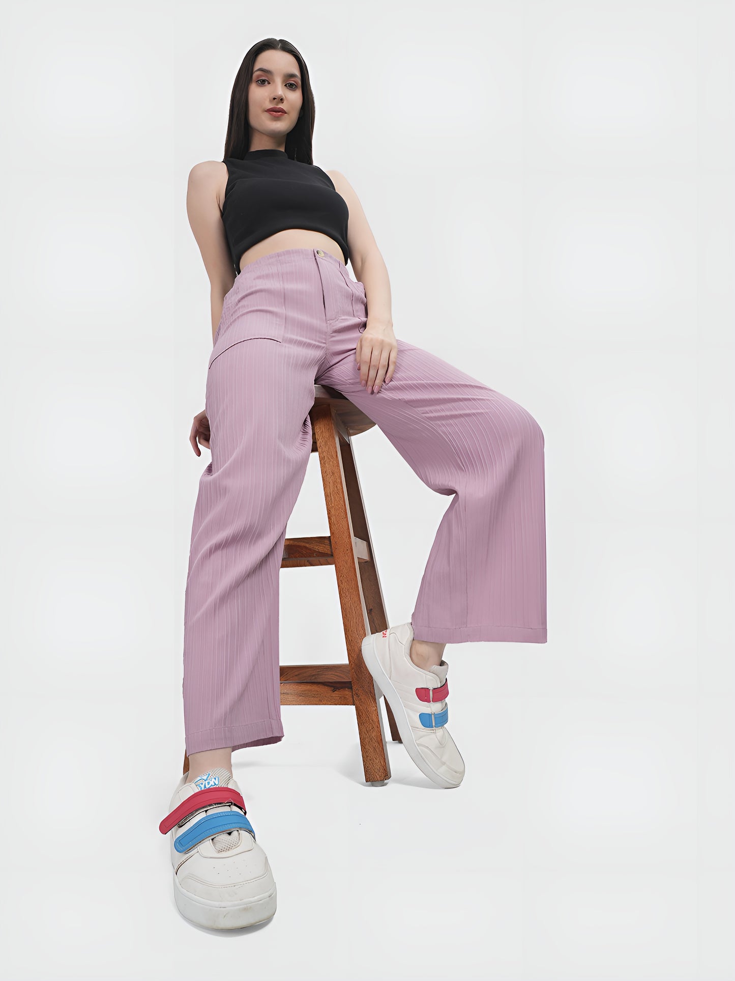 Lilac Colour | Women Formal Trousers Regular Fit Being Flawless