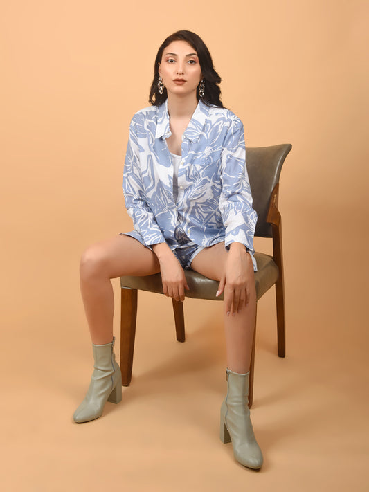 Flawless Women Blue Printed Co-ord Set | ALEX Being Flawless
