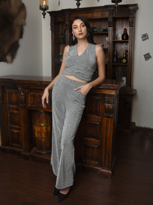 Flawless Women Stylish Silver Co-ord Set | DISC Being Flawless