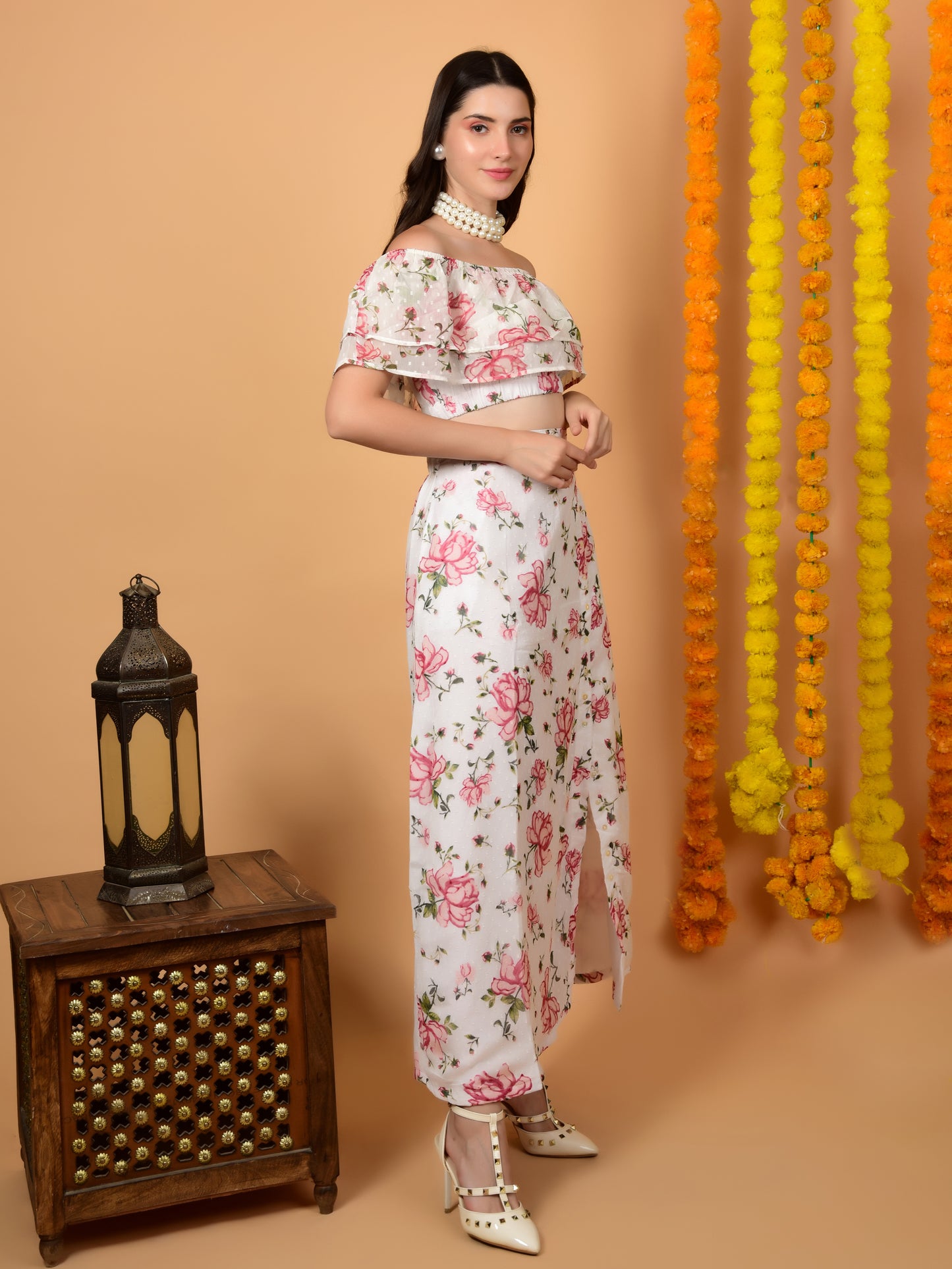 Flawless Women Rose Print Co-ord Set Skirt And Top | LAURA Being Flawless
